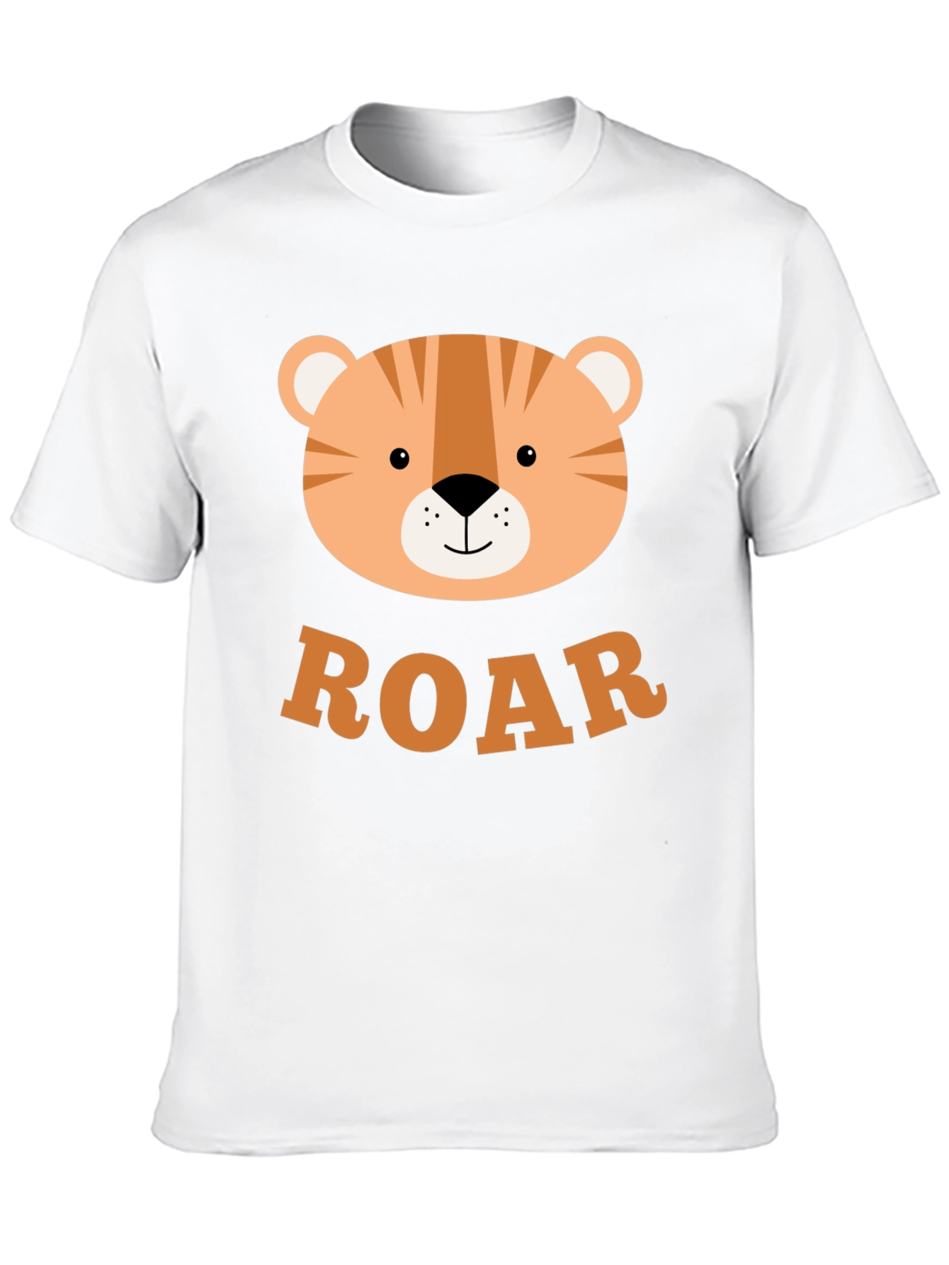Roar! Cute Tiger Graphic T-Shirt - Black Cotton Blend