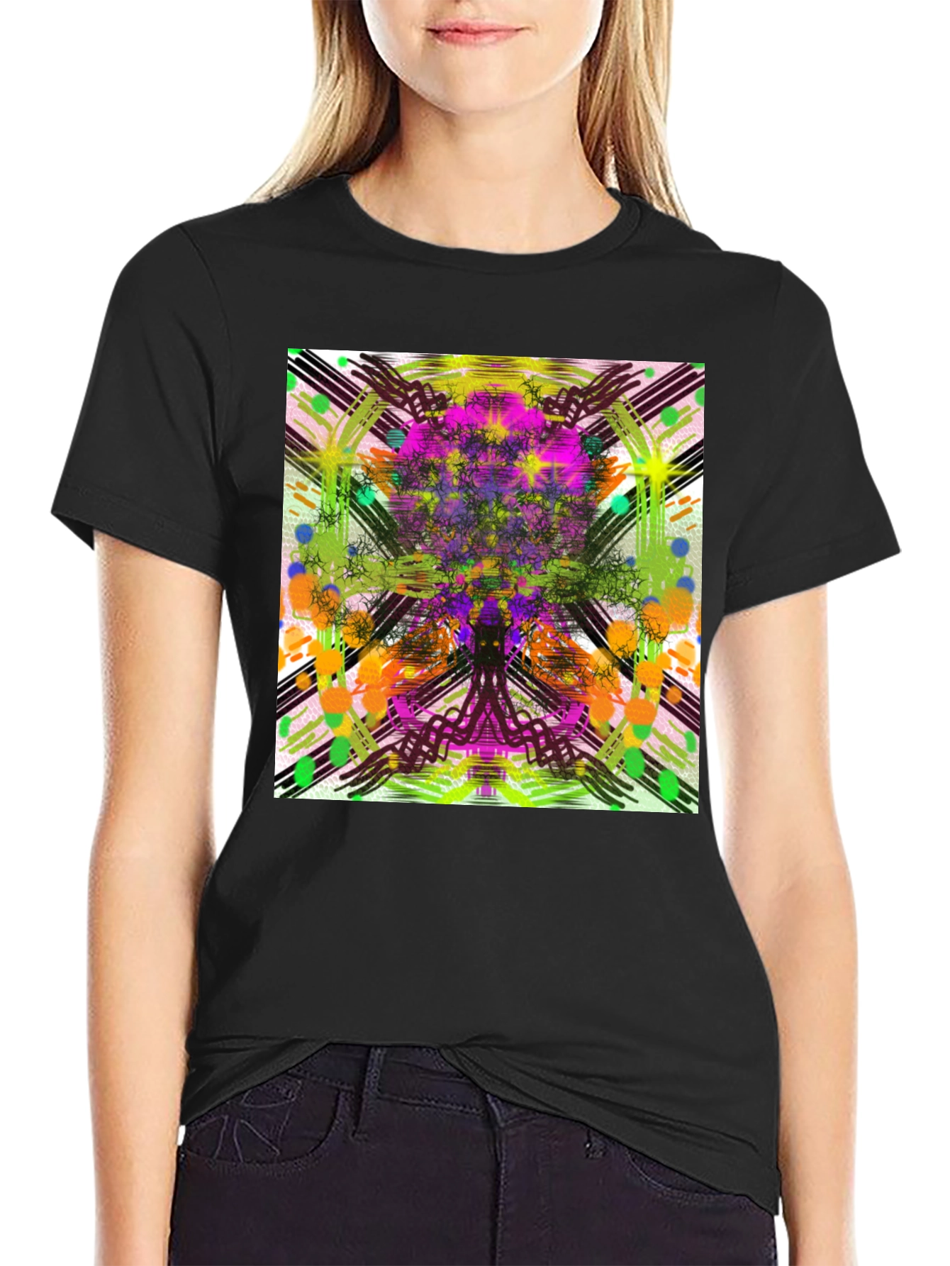 Abstract Tree Graphic Black T-Shirt