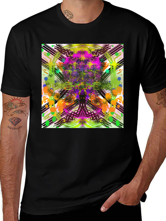 Abstract Tree Graphic Black T-Shirt