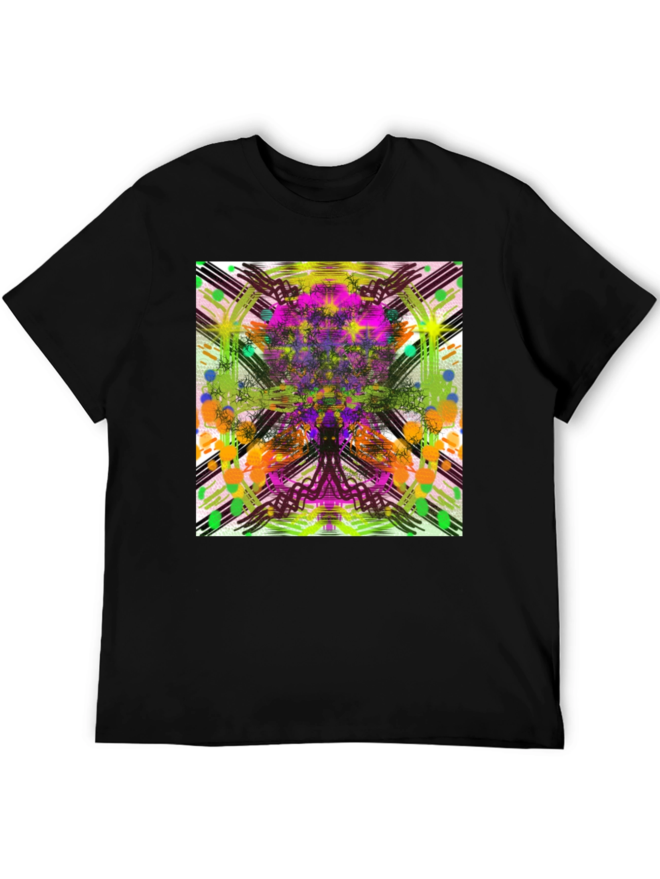 Abstract Tree Graphic Black T-Shirt