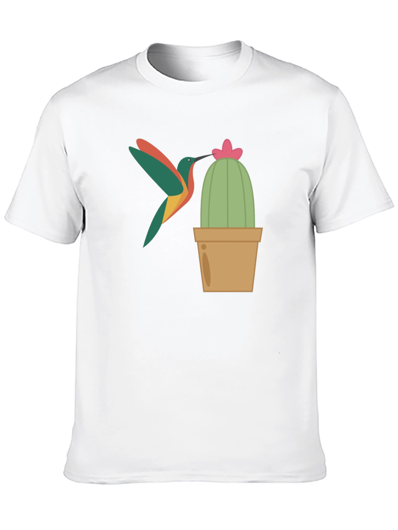 Hummingbird & Cactus Graphic T-Shirt - Black
