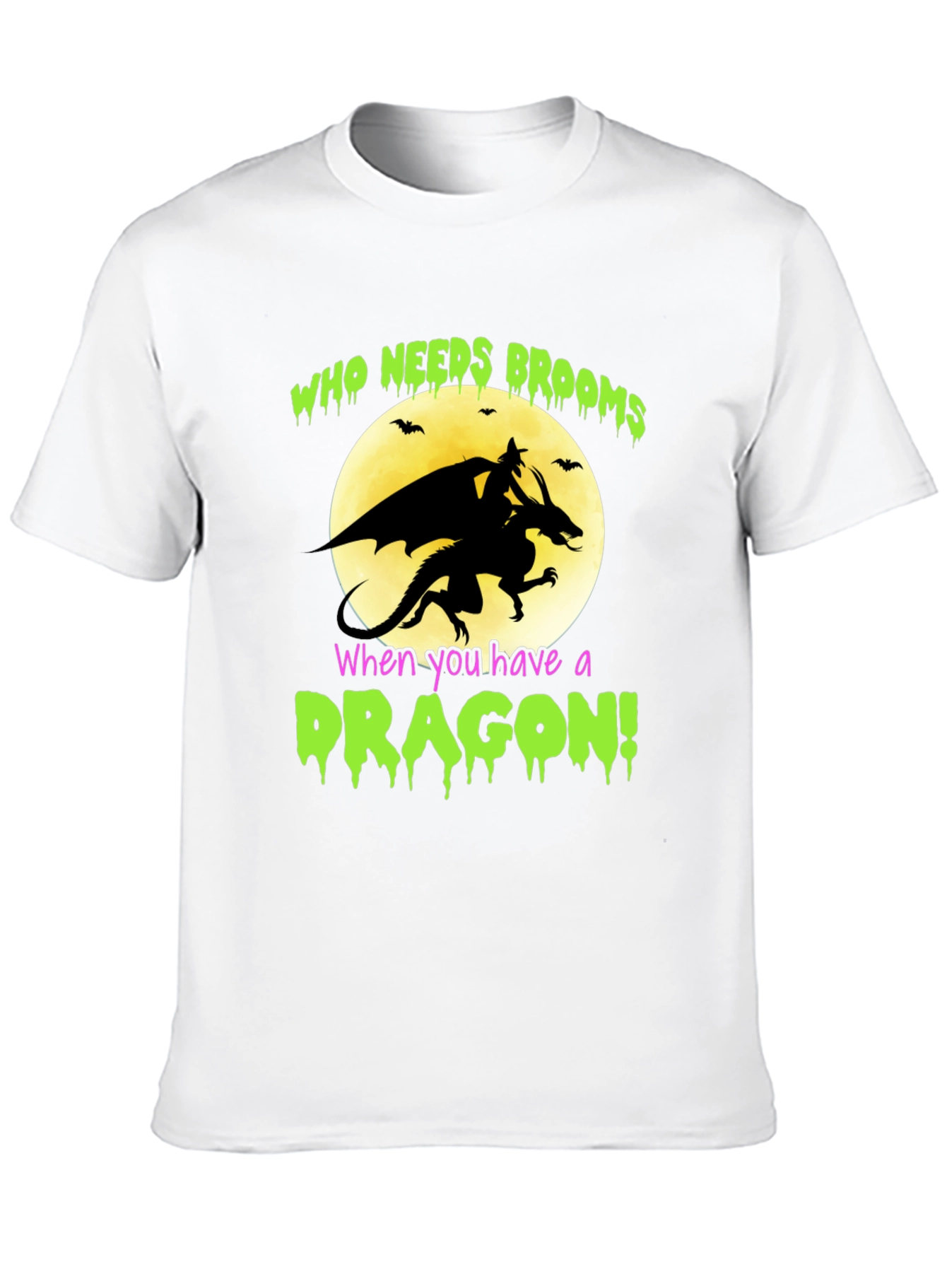 Dragon Halloween T-Shirt - Who Needs Brooms!