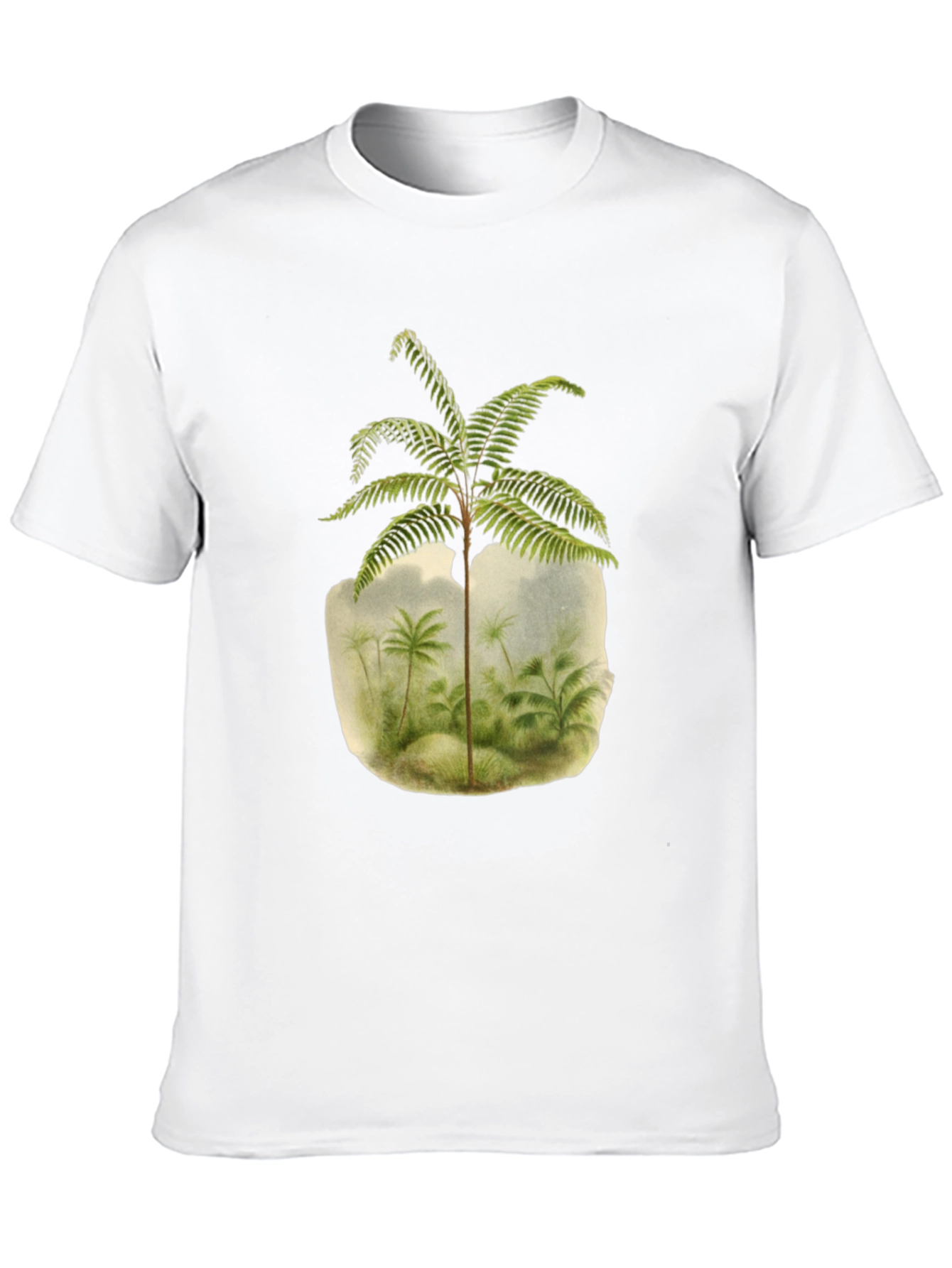 Botanical Fern Print Black T-Shirt