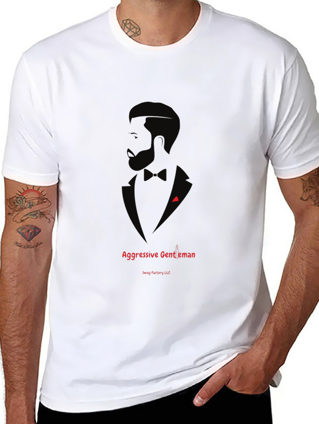 Aggressive Gentleman Graphic T-Shirt - Black