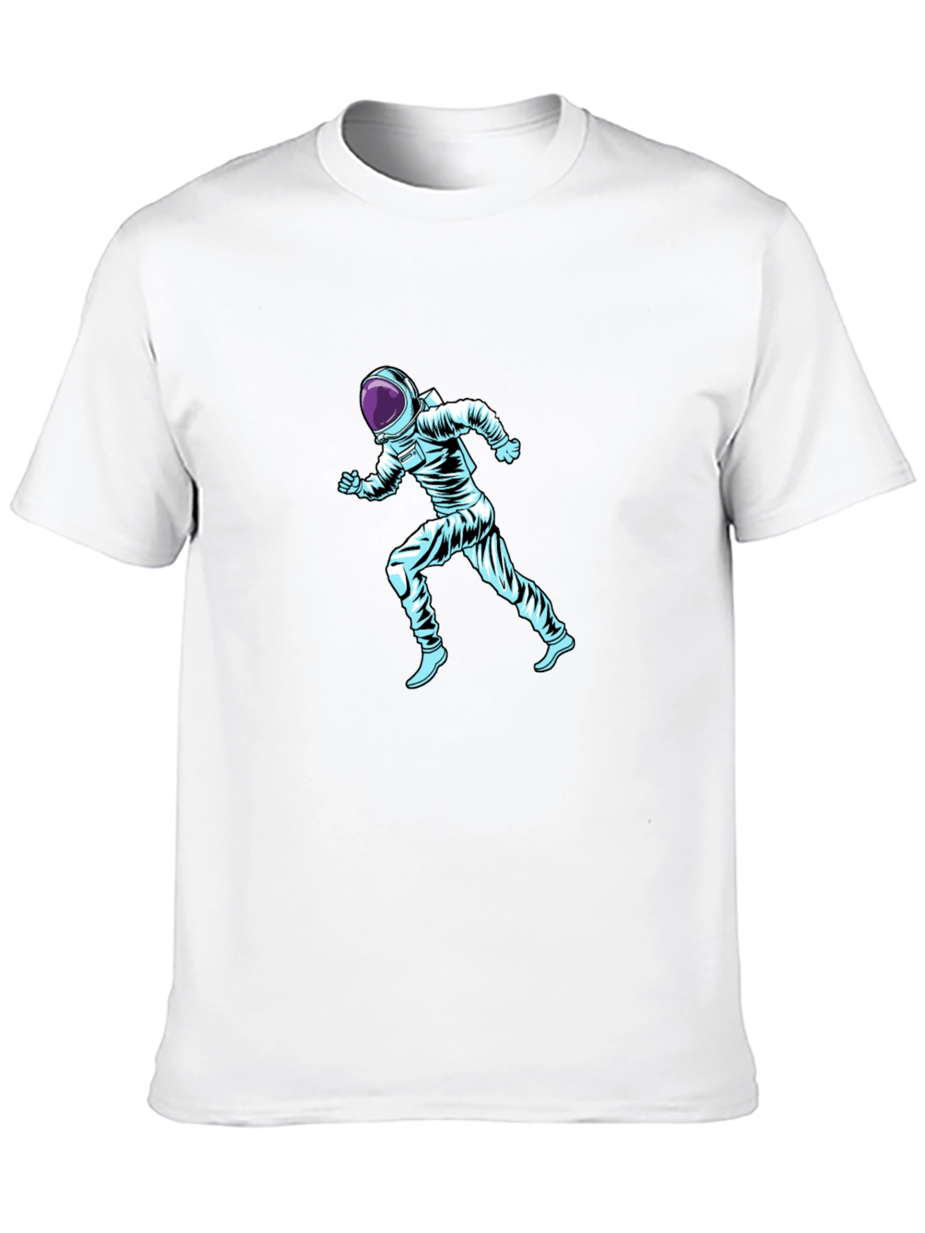 Running Astronaut Graphic Print Black T-Shirt