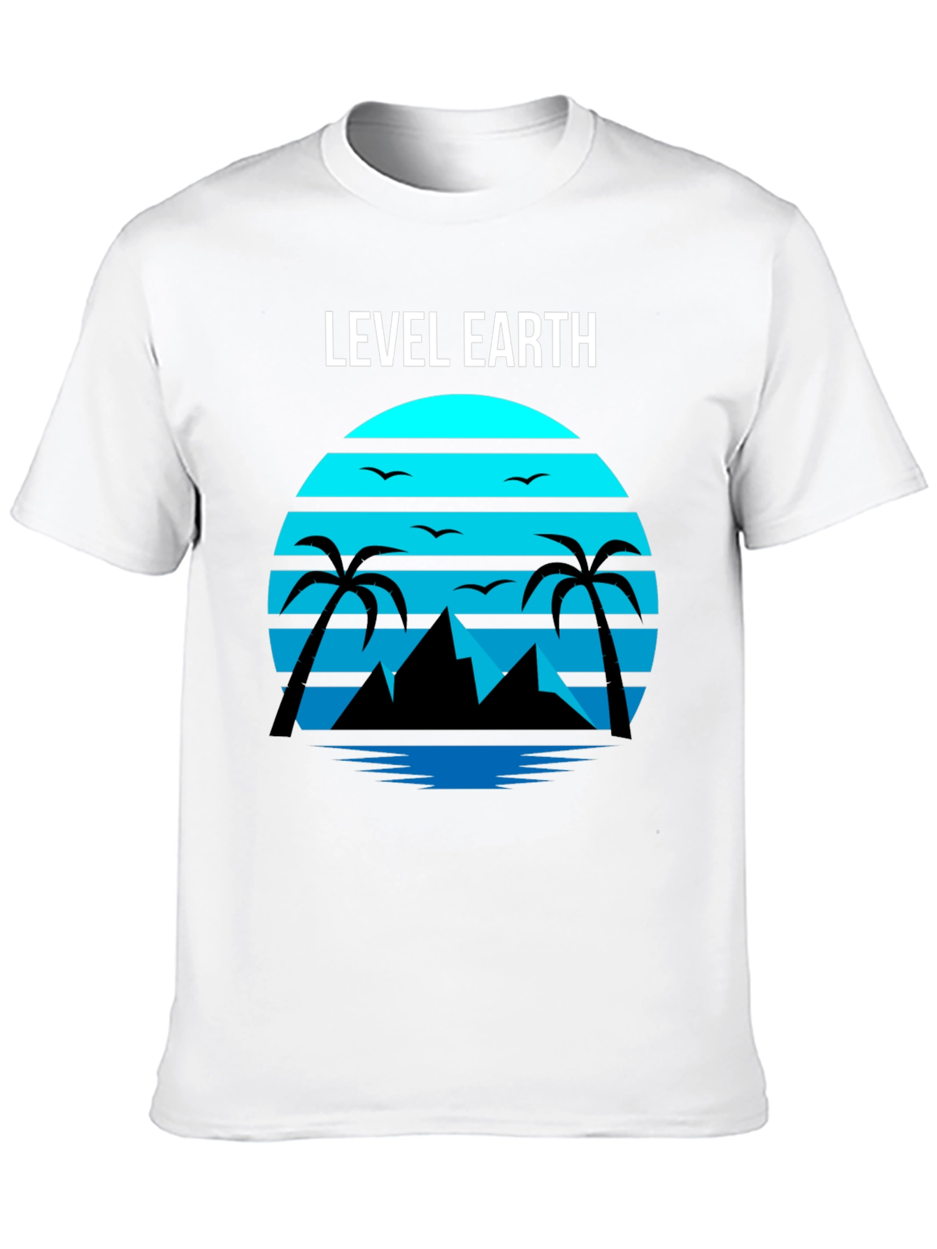 Level Earth Tee - Retro Sunset Palm Design