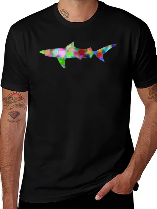 Abstract Shark Graphic Tee - Mens Black T-Shirt