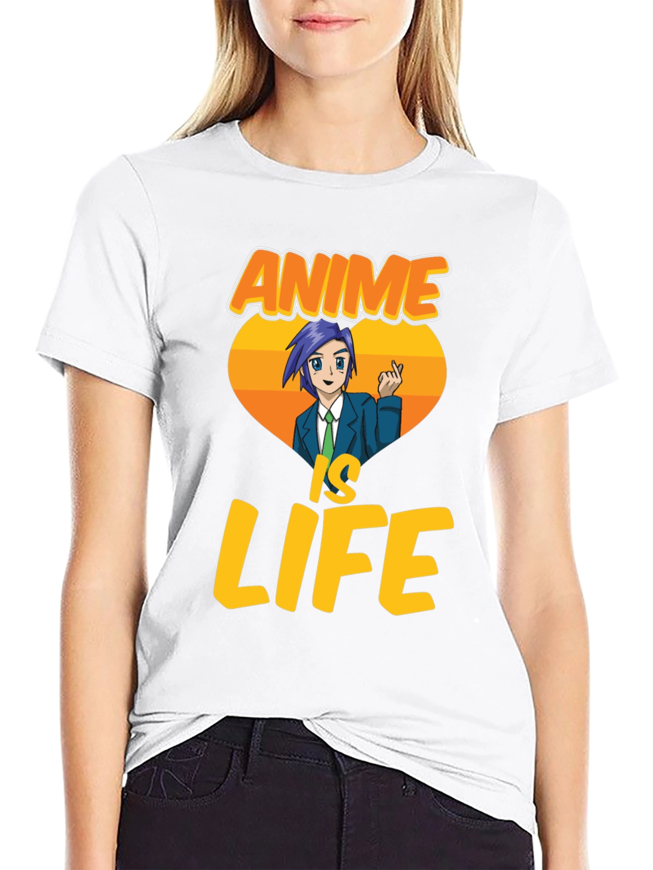 Anime Is Life Graphic T-Shirt - Black