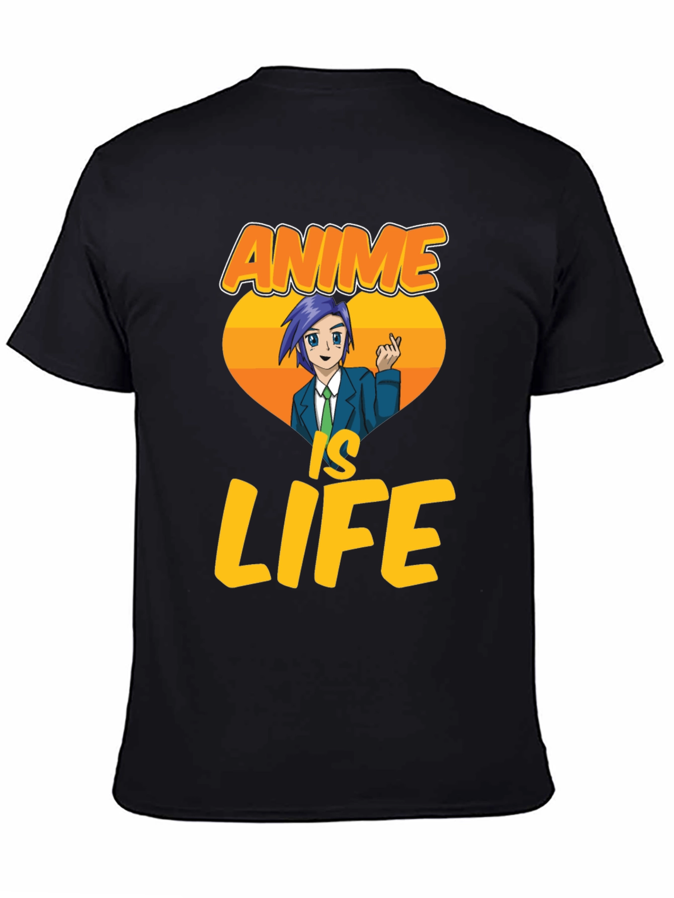 Anime Is Life Graphic T-Shirt - Black