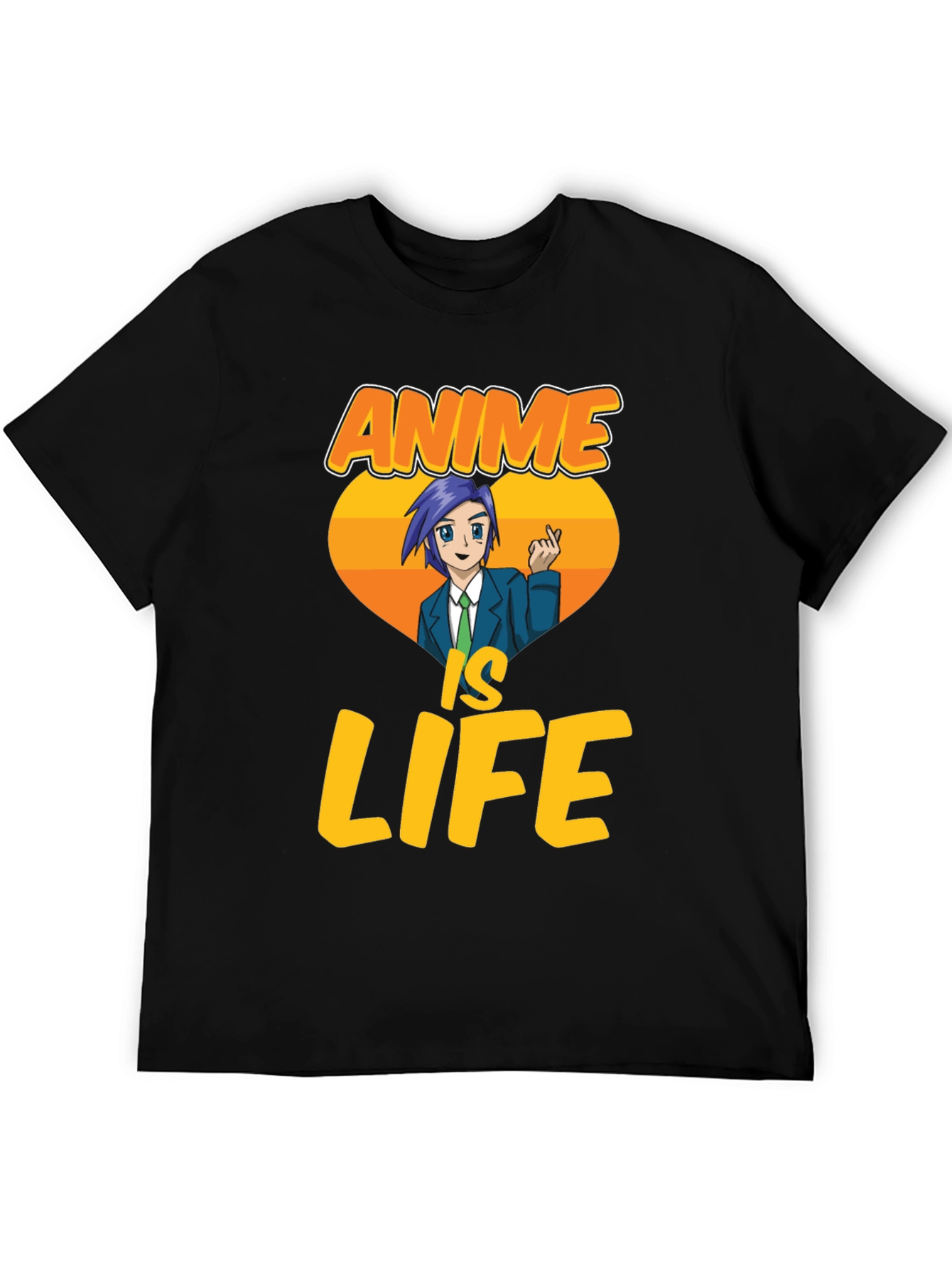 Anime Is Life Graphic T-Shirt - Black