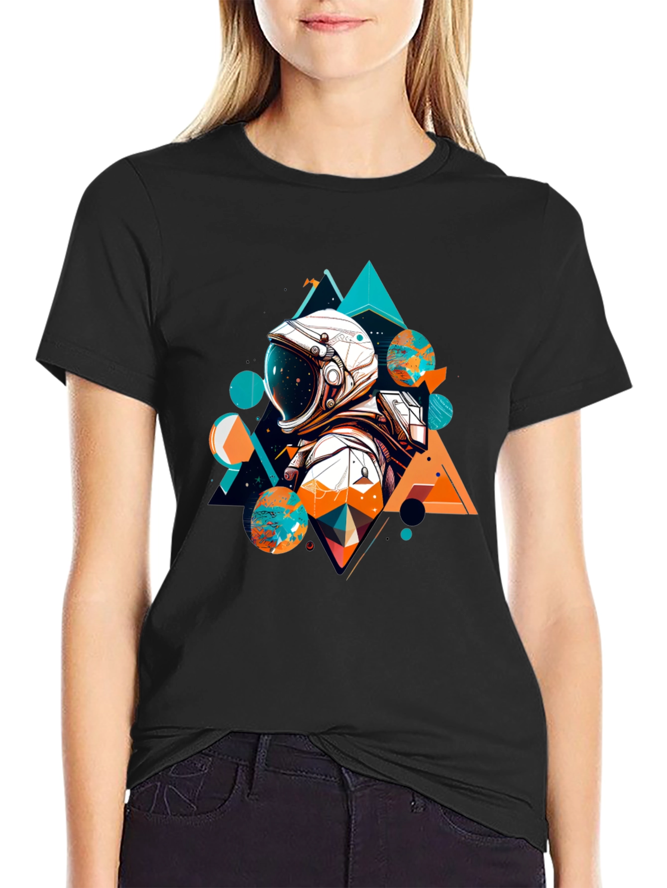 Astronaut Geometric T-Shirt - Space Graphic Tee