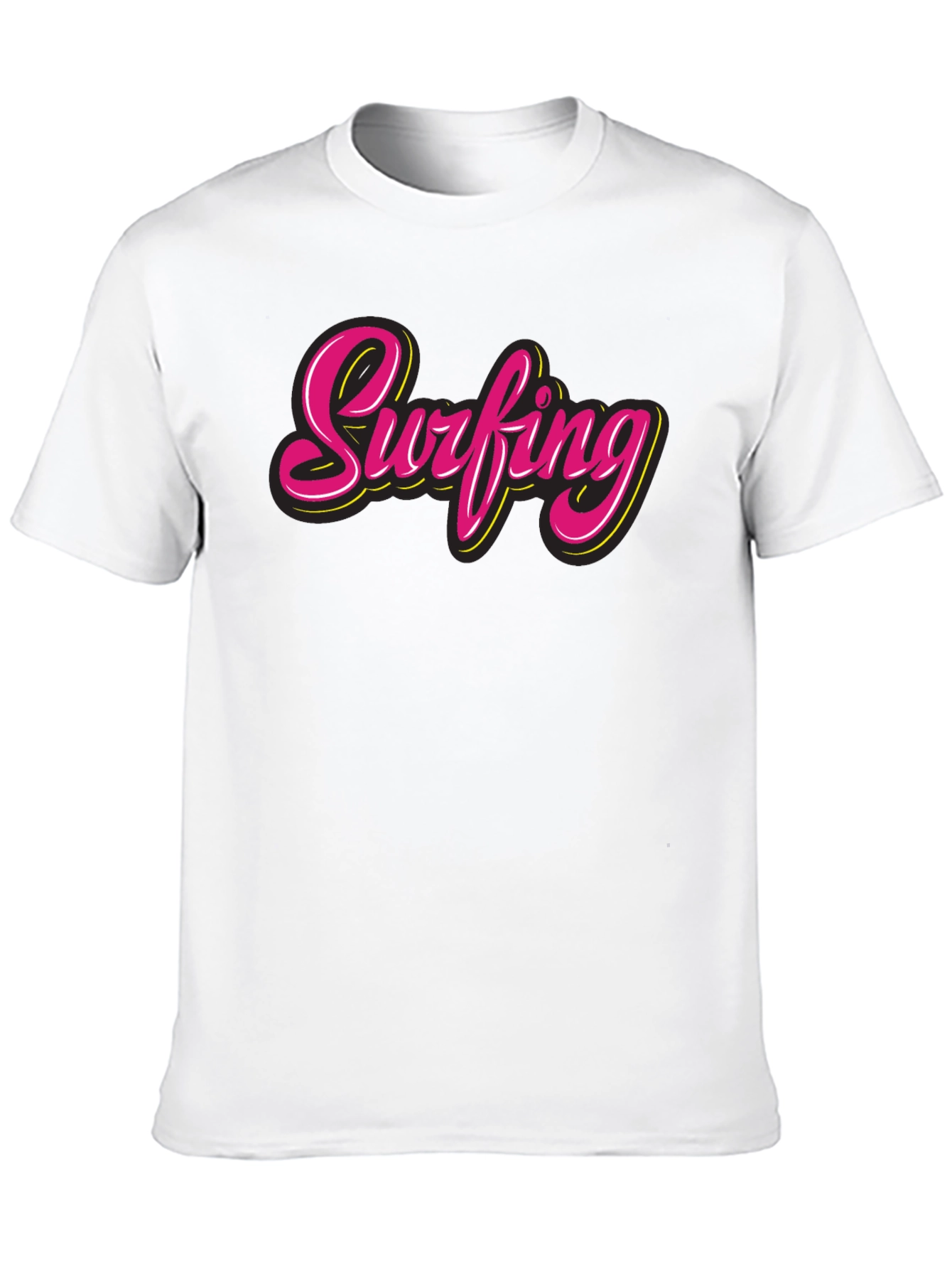 Surfing Graphic Tee - Retro Style Black T-Shirt