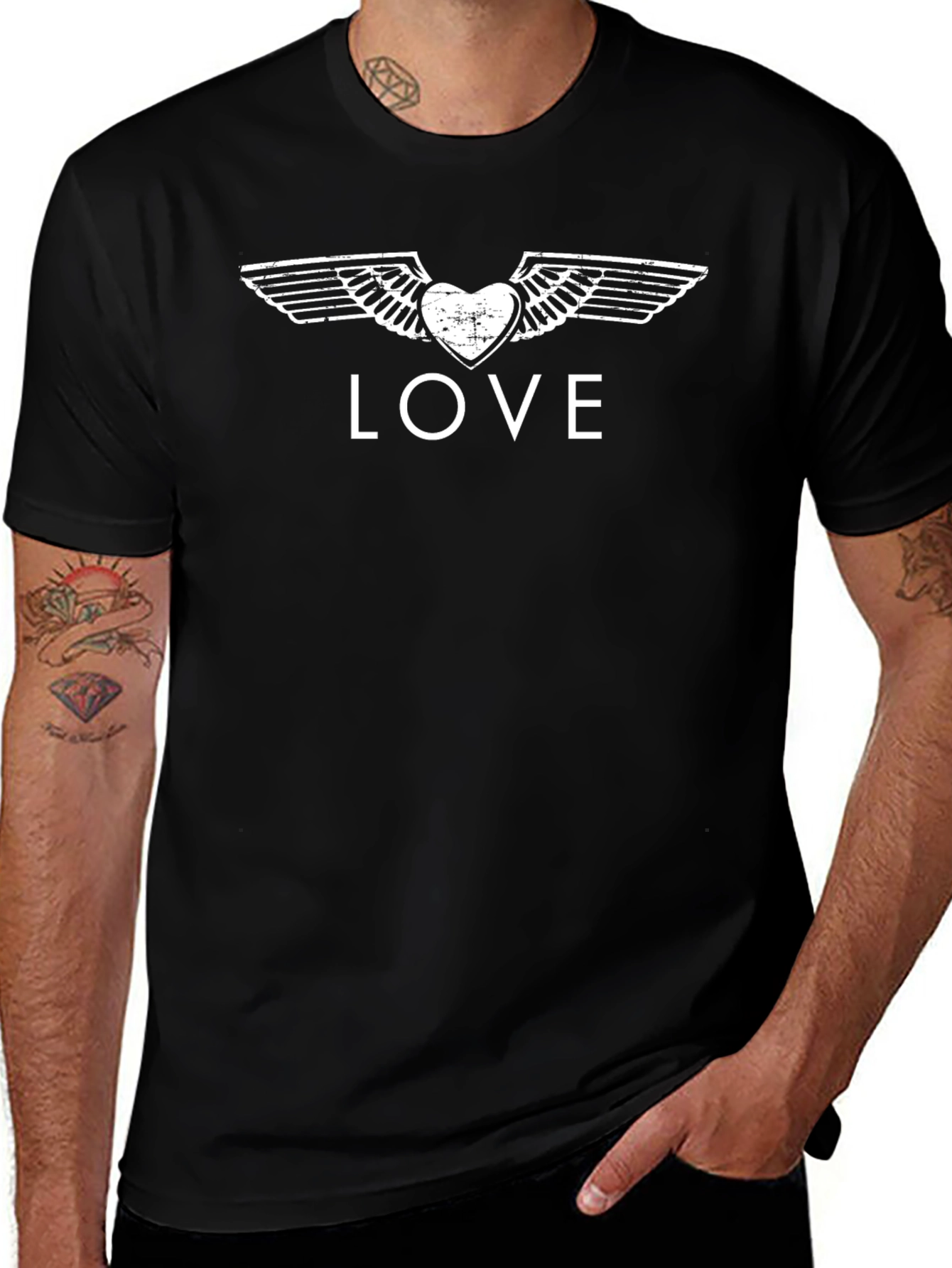 Winged Heart Love Tee - Classic Black