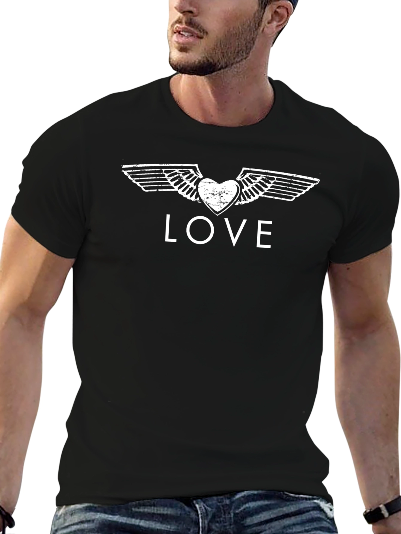 Winged Heart Love Tee - Classic Black