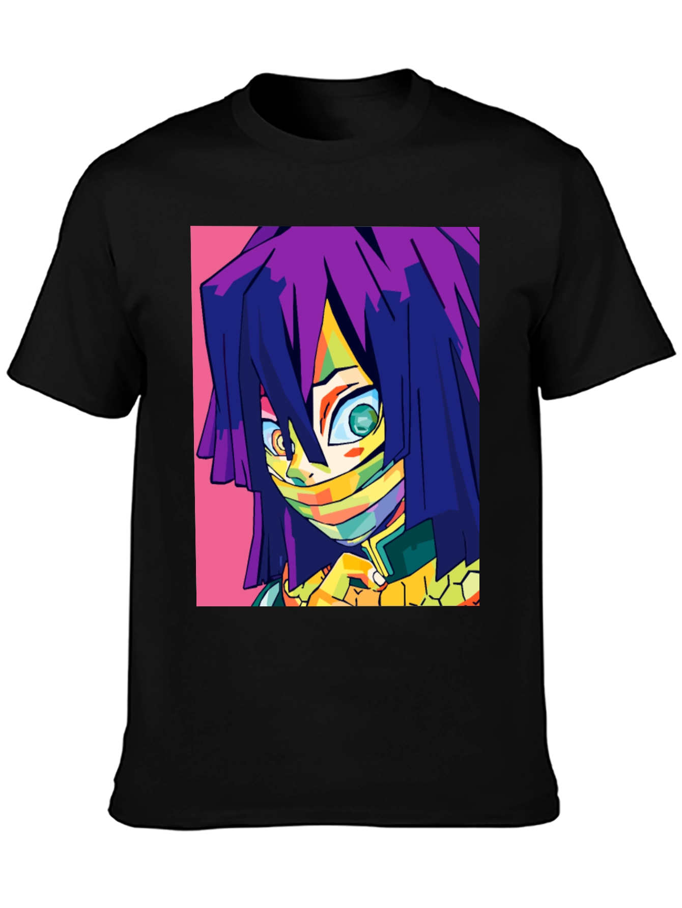 Anime Character Graphic Print Black T-Shirt