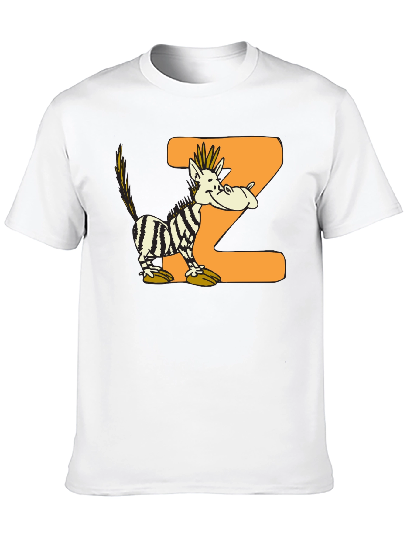 Cartoon Zebra Z Black Graphic T-Shirt