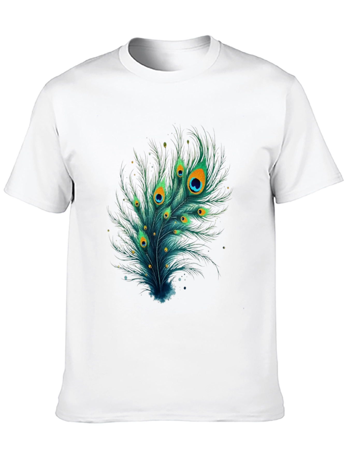 Peacock Feather Graphic Tee - Stylish Black T-Shirt