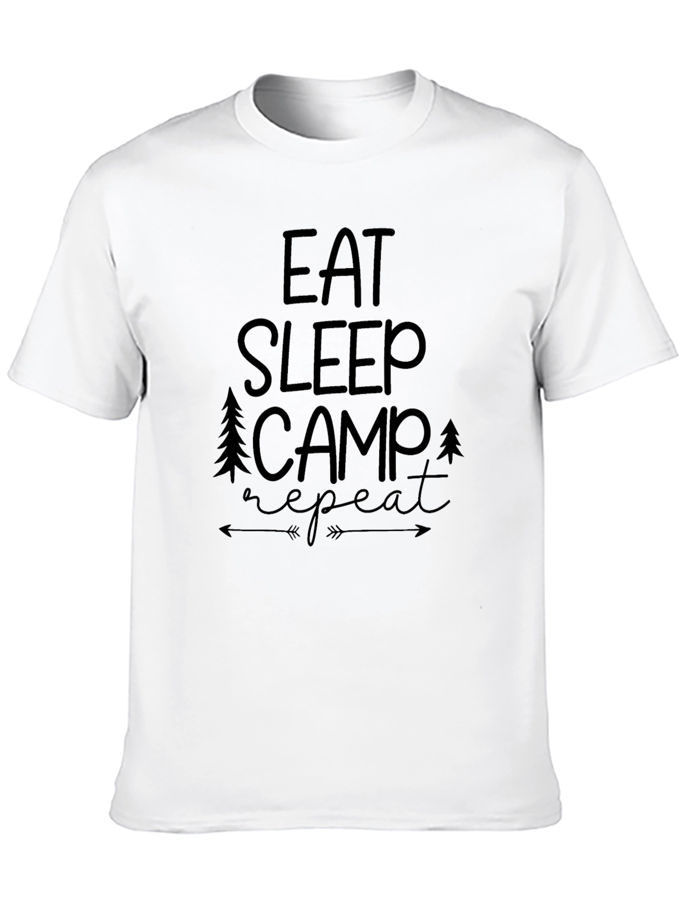 Eat Sleep Camp Repeat Black Graphic T-Shirt
