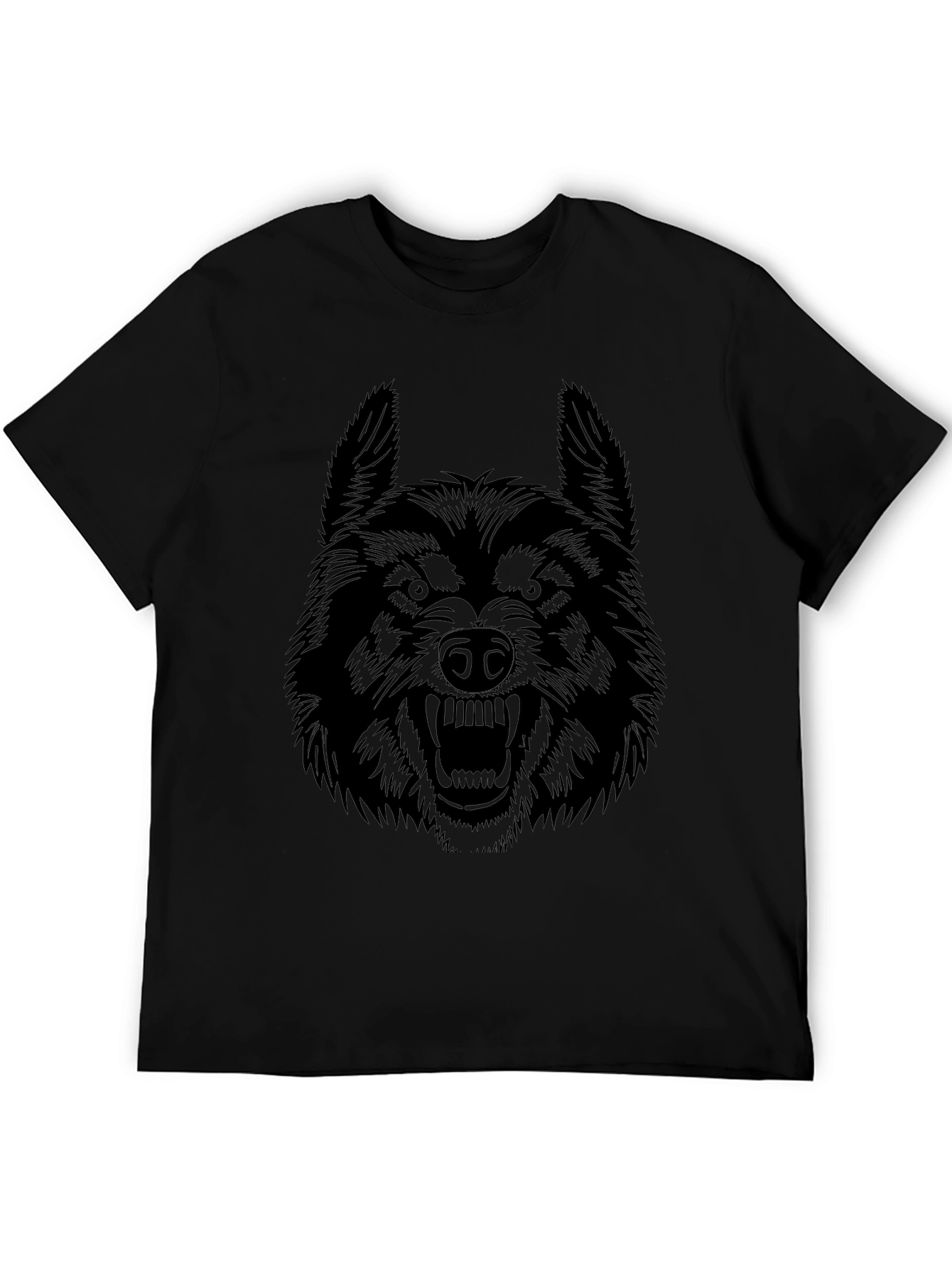 Wolf Graphic Print Black T-Shirt