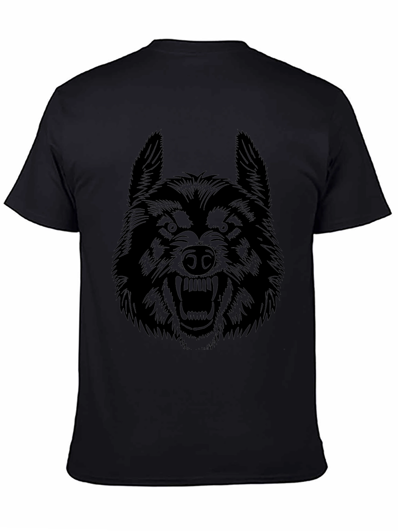 Wolf Graphic Print Black T-Shirt