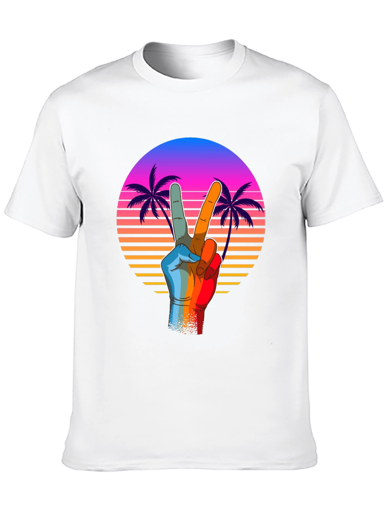 Retro Palm Peace Sign Black T-Shirt