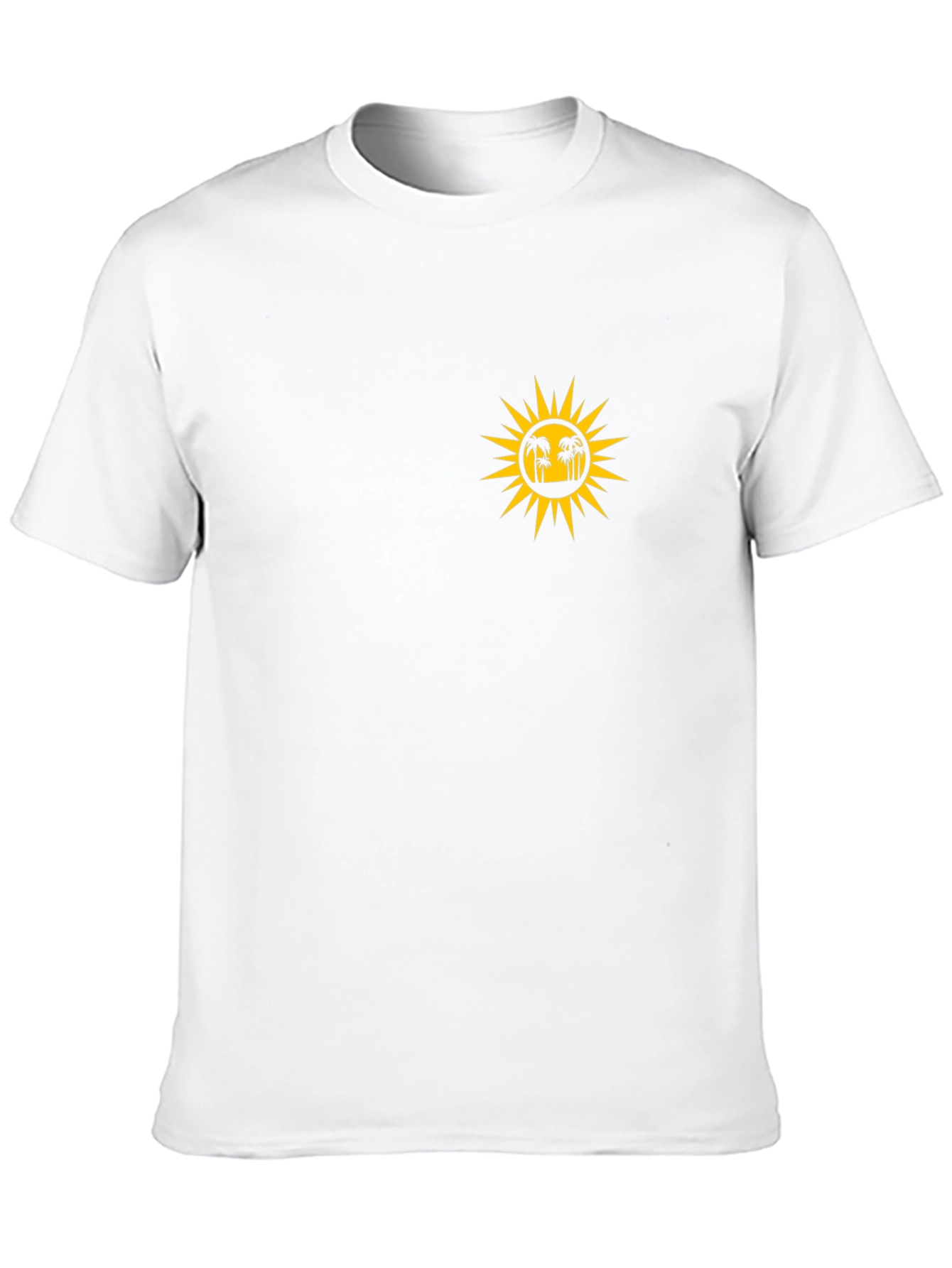 Black T-Shirt with Sun and Palm Tree Graphic