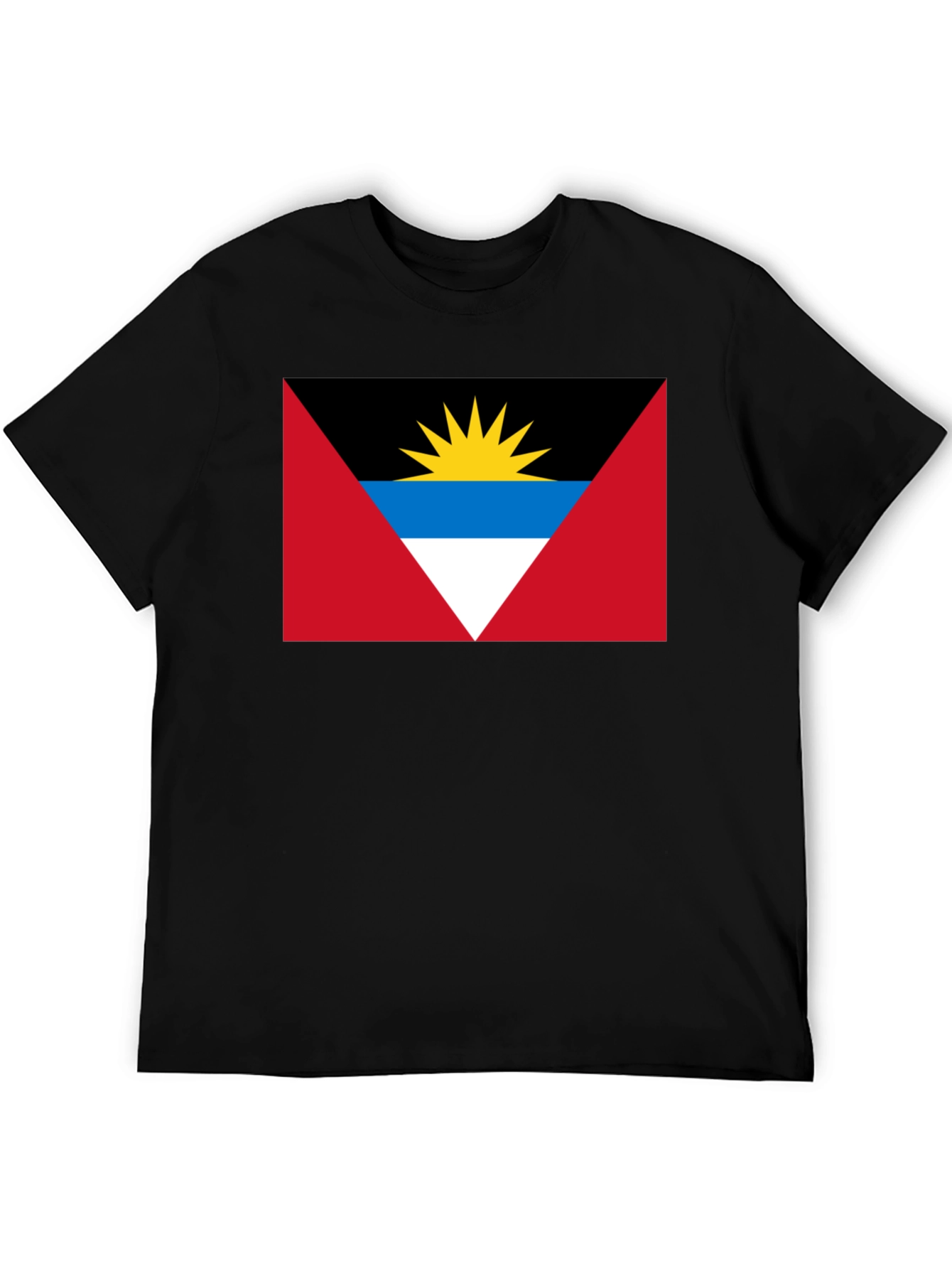 Antigua and Barbuda Flag Graphic T-Shirt - Black
