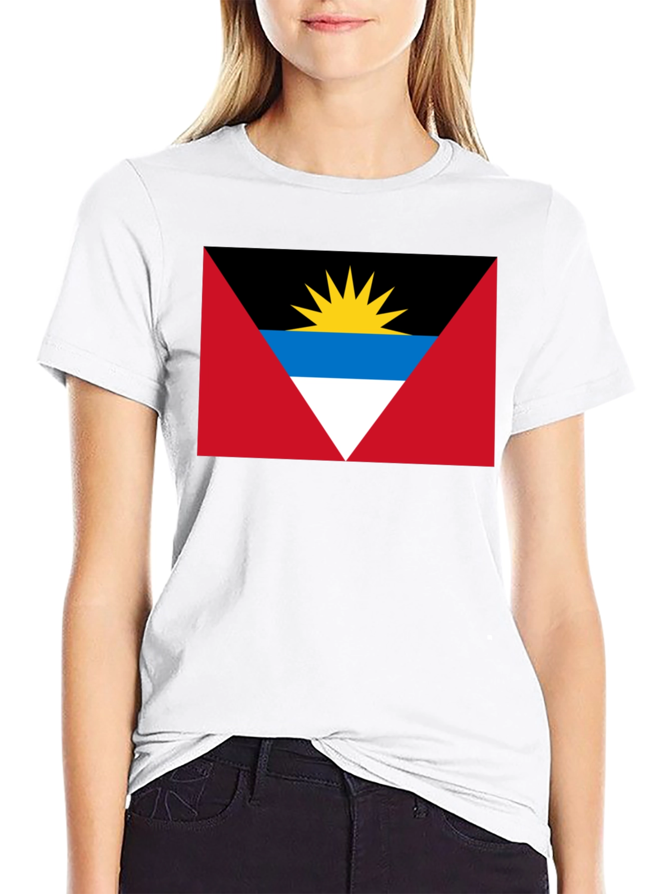 Antigua and Barbuda Flag Graphic T-Shirt - Black