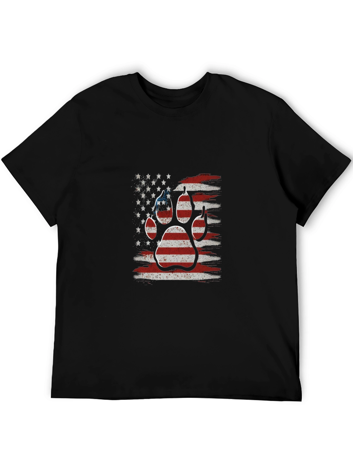American Flag Dog Paw Print Graphic T-Shirt