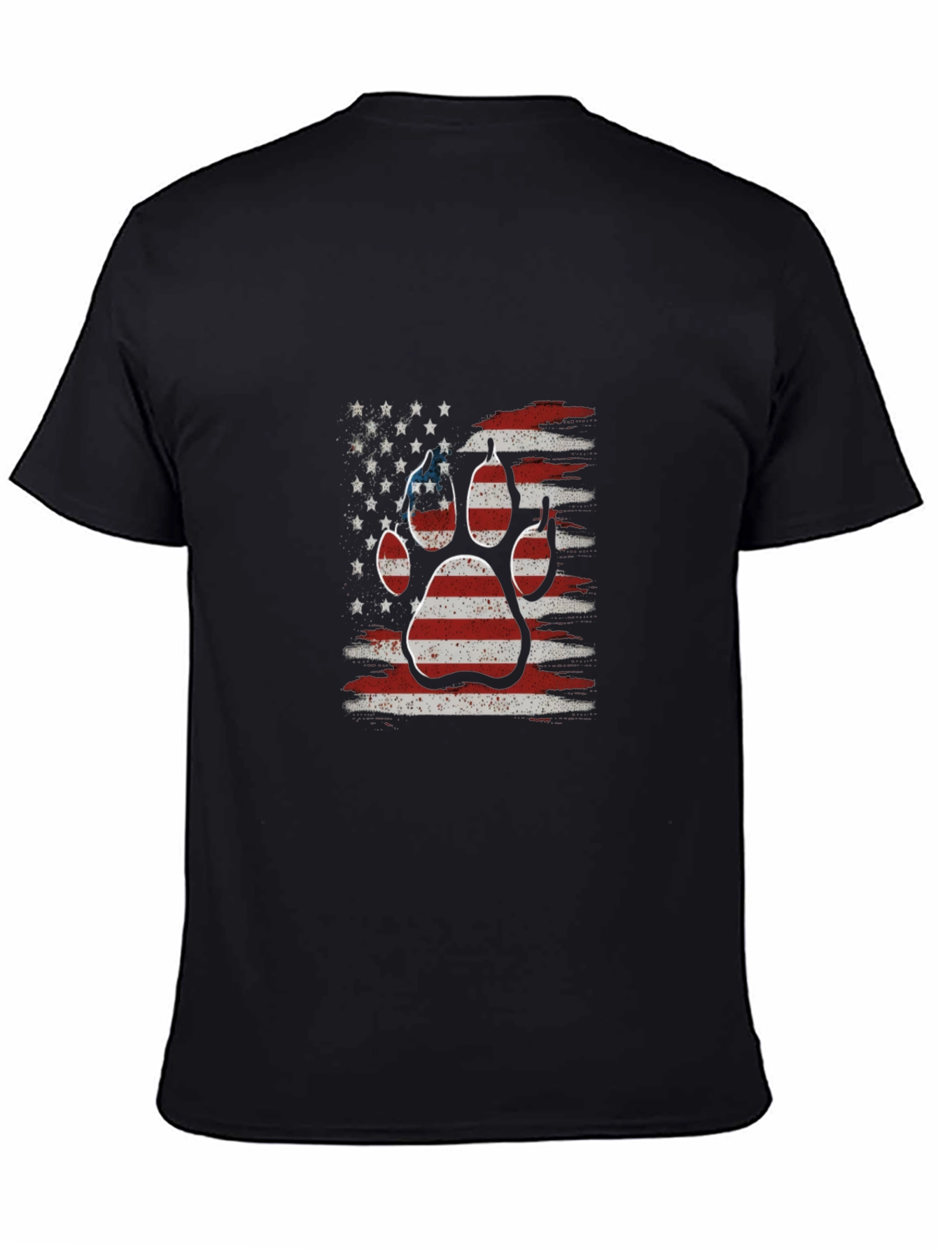 American Flag Dog Paw Print Graphic T-Shirt