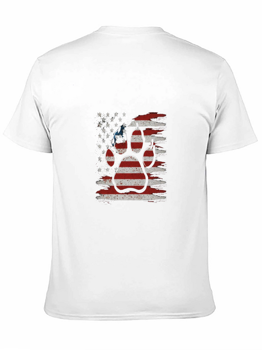 American Flag Dog Paw Print Graphic T-Shirt