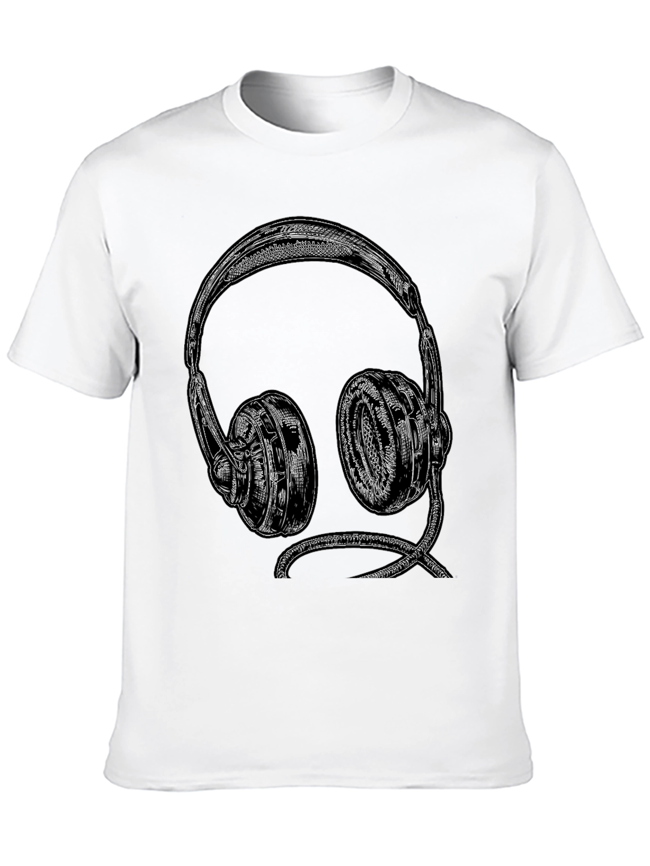 Retro Headphones Graphic Tee - Black