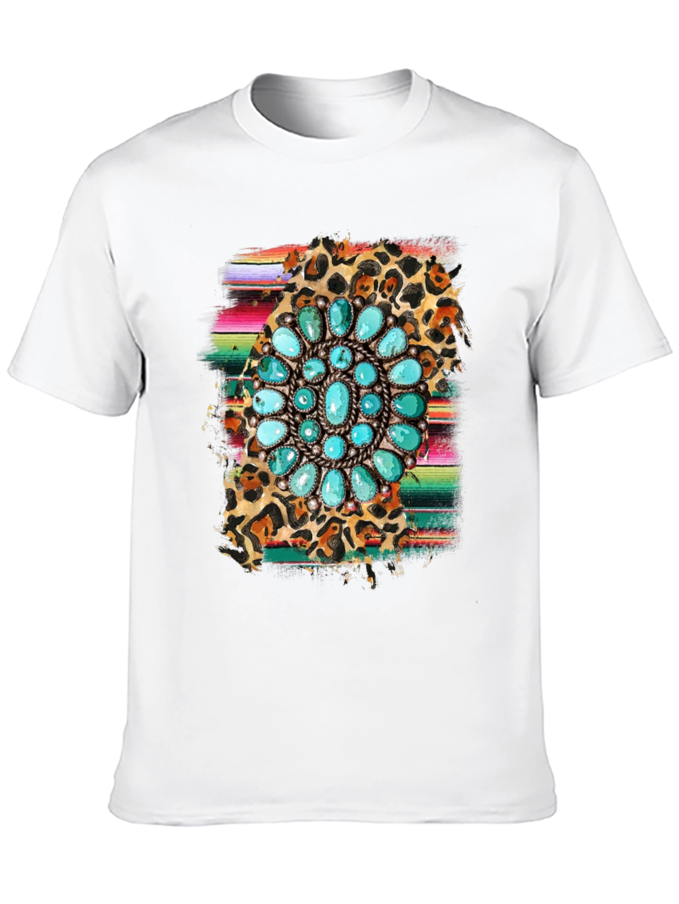 Turquoise Blossom Graphic Tee - Western Style
