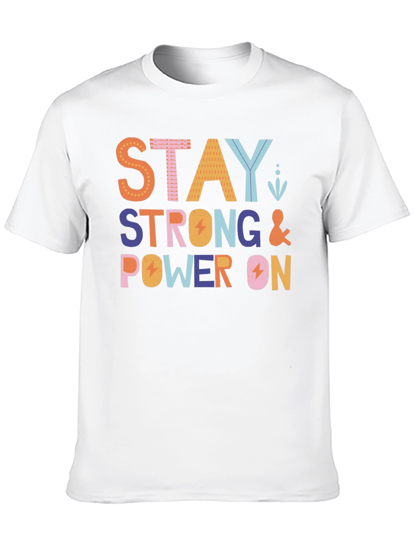 Stay Strong & Power On Black Graphic Tee