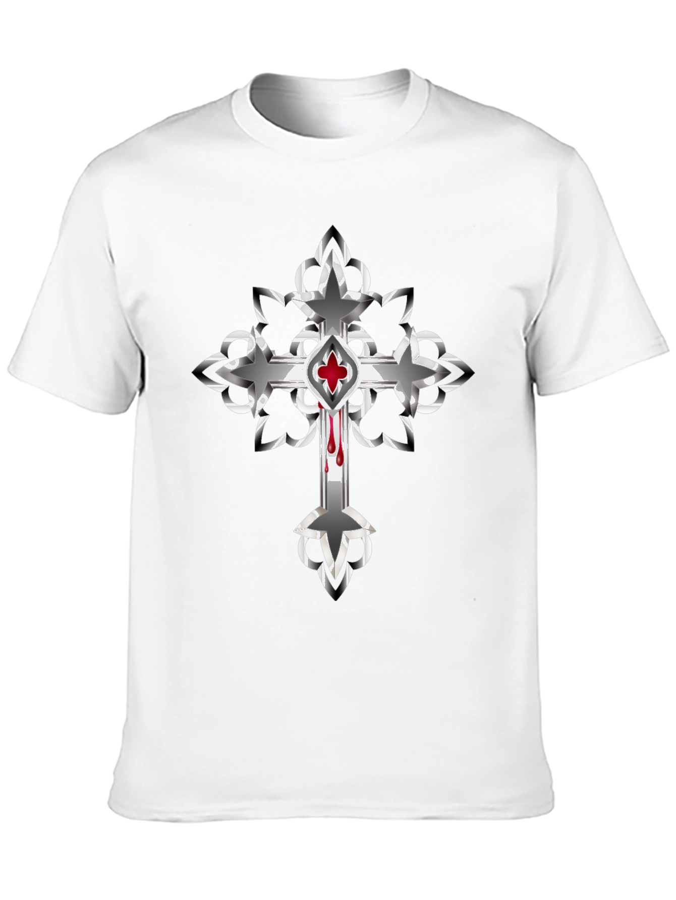 Gothic Cross Graphic Tee - Edgy Style