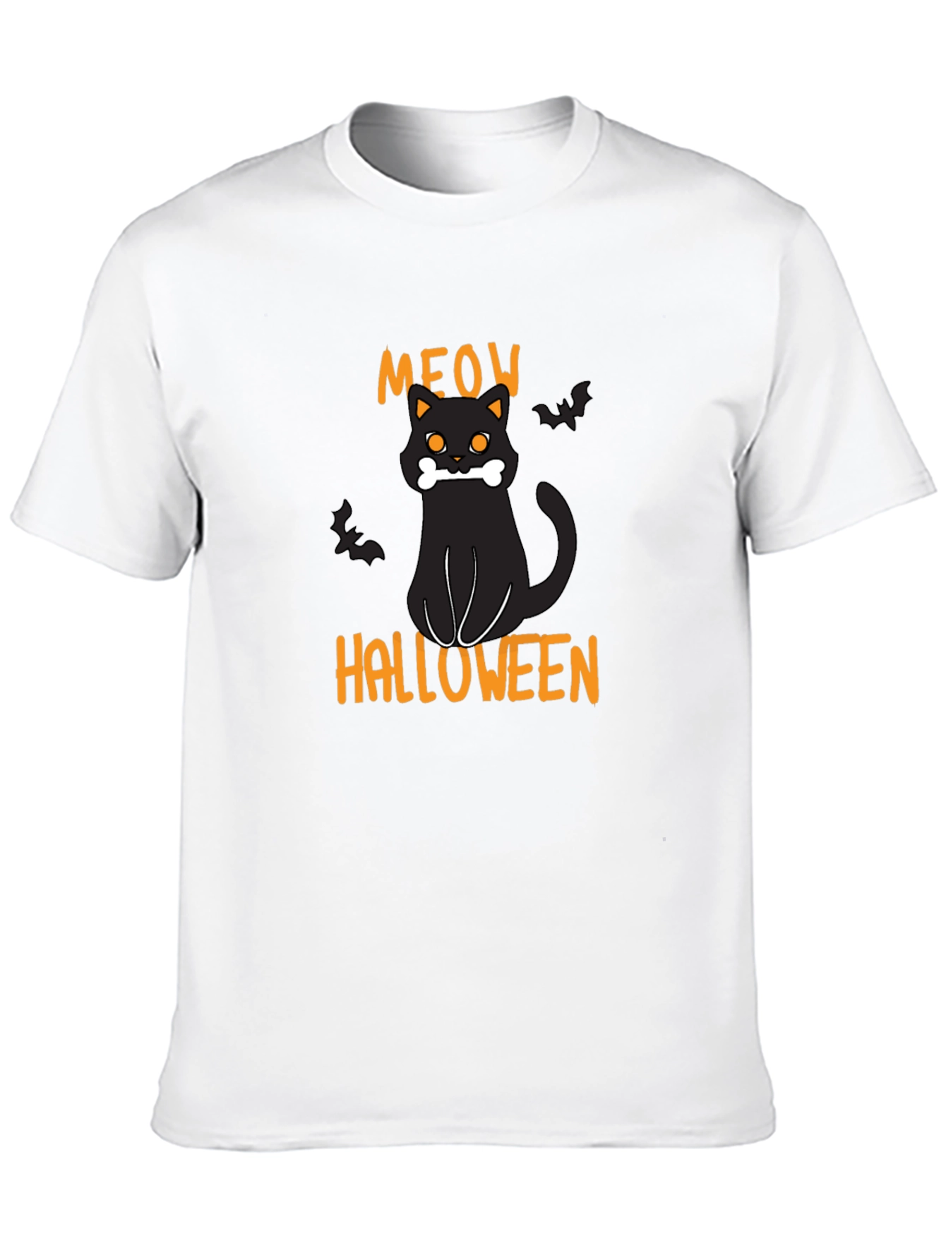 Halloween Meow Black Cat Graphic T-Shirt