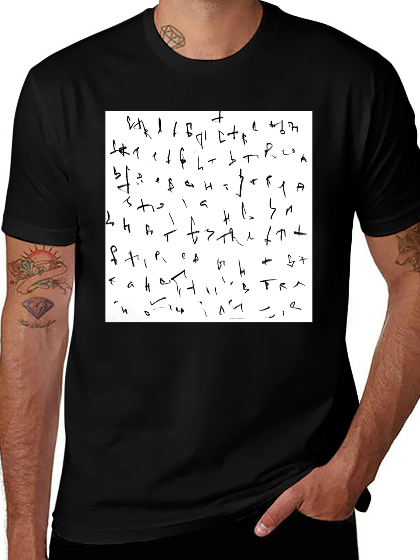 Abstract Graphic Print Black T-Shirt