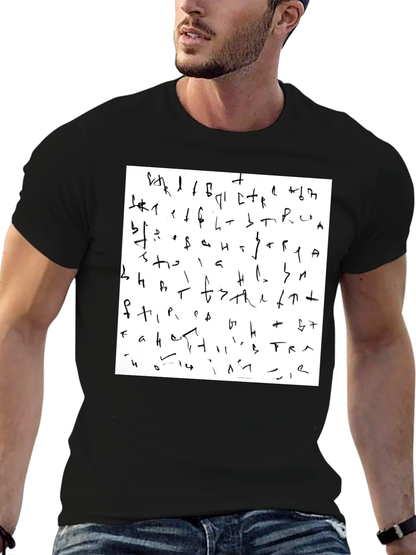 Abstract Graphic Print Black T-Shirt