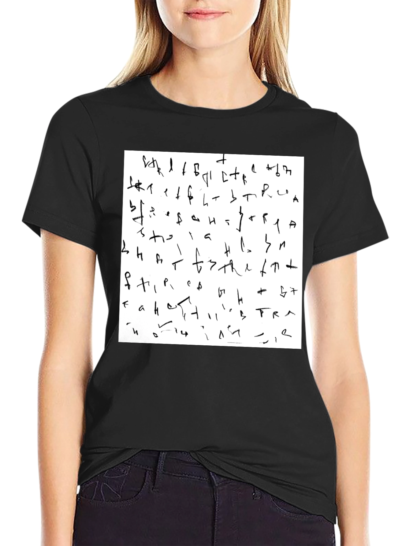 Abstract Graphic Print Black T-Shirt