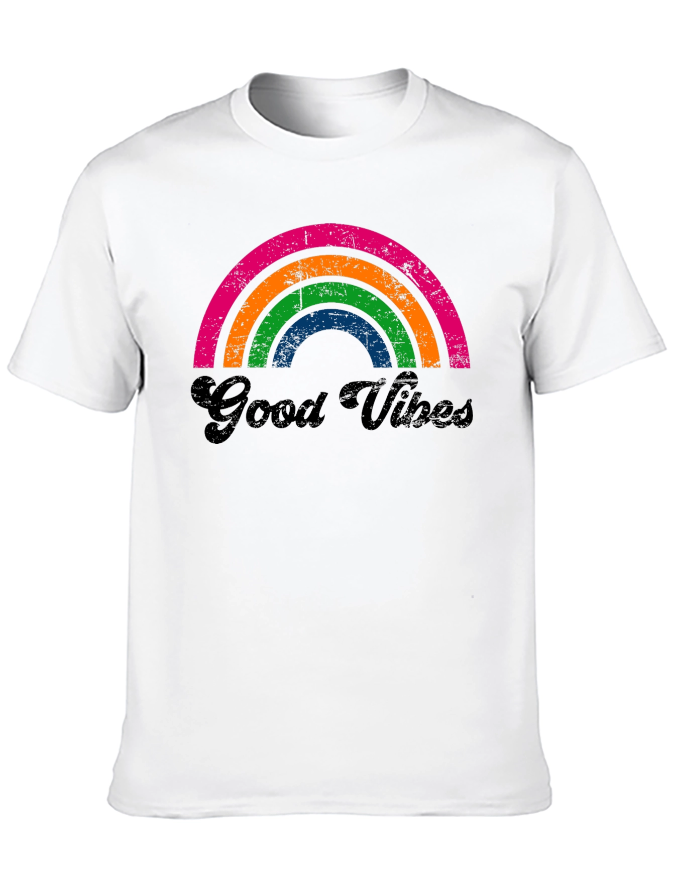 Retro Good Vibes Rainbow Graphic Tee