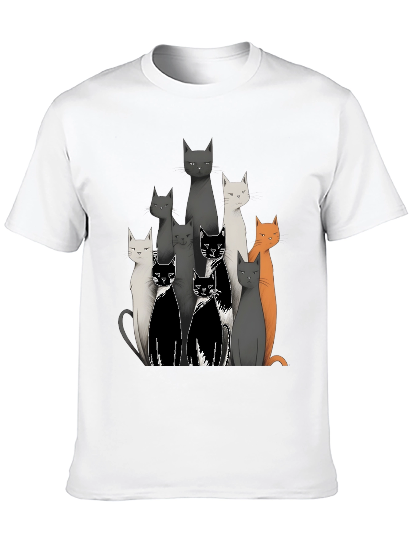 Stylish Cat Print T-Shirt - Unique Design