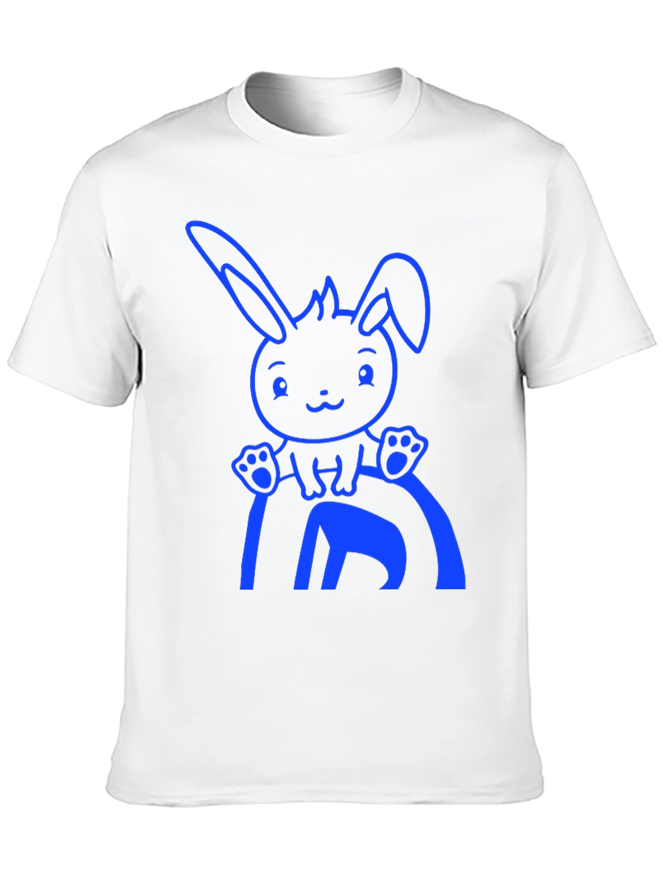 Cute Bunny Graphic Tee - Black Cotton Blend Shirt