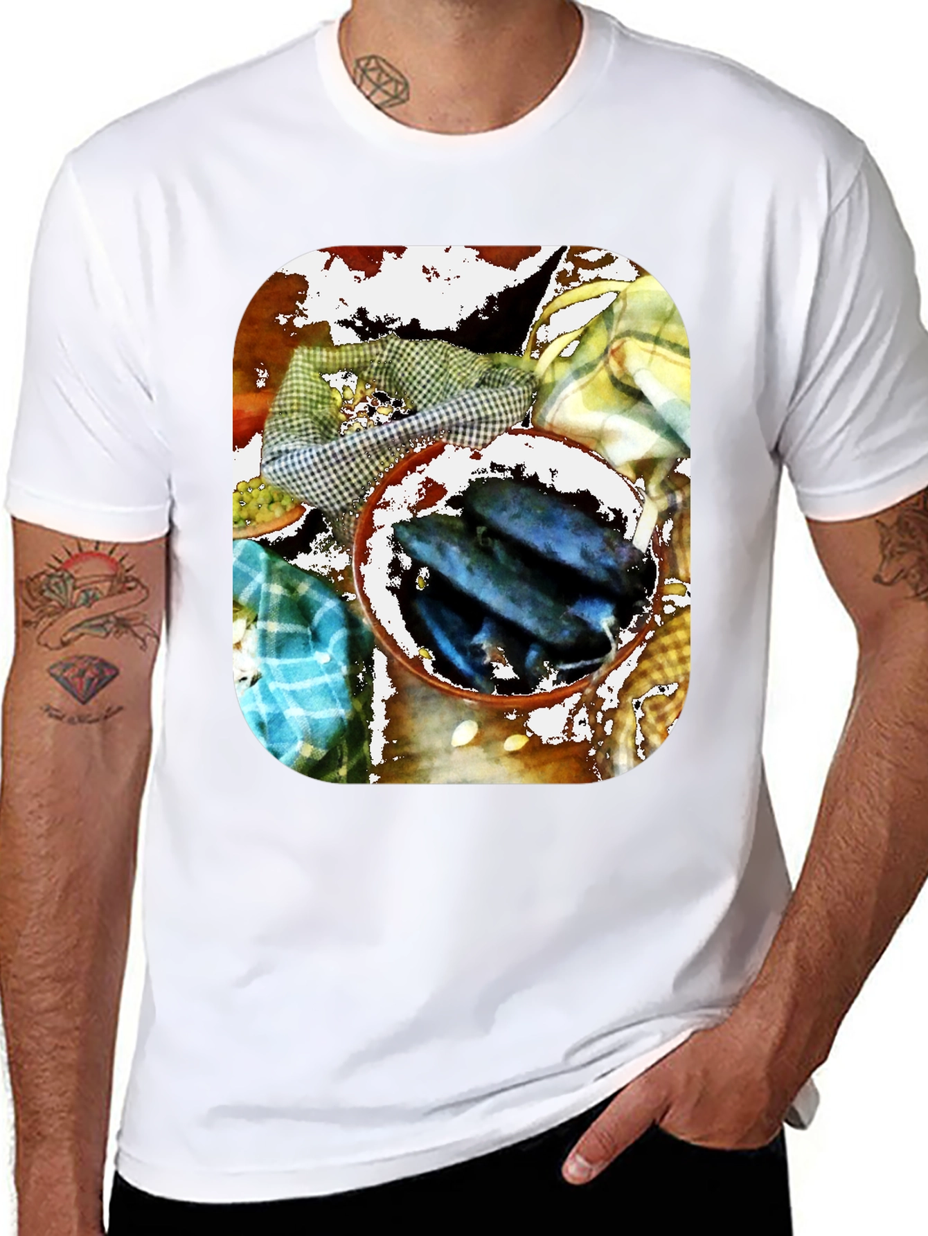 Artistic Fish Bowl Graphic Tee - Unique Design
