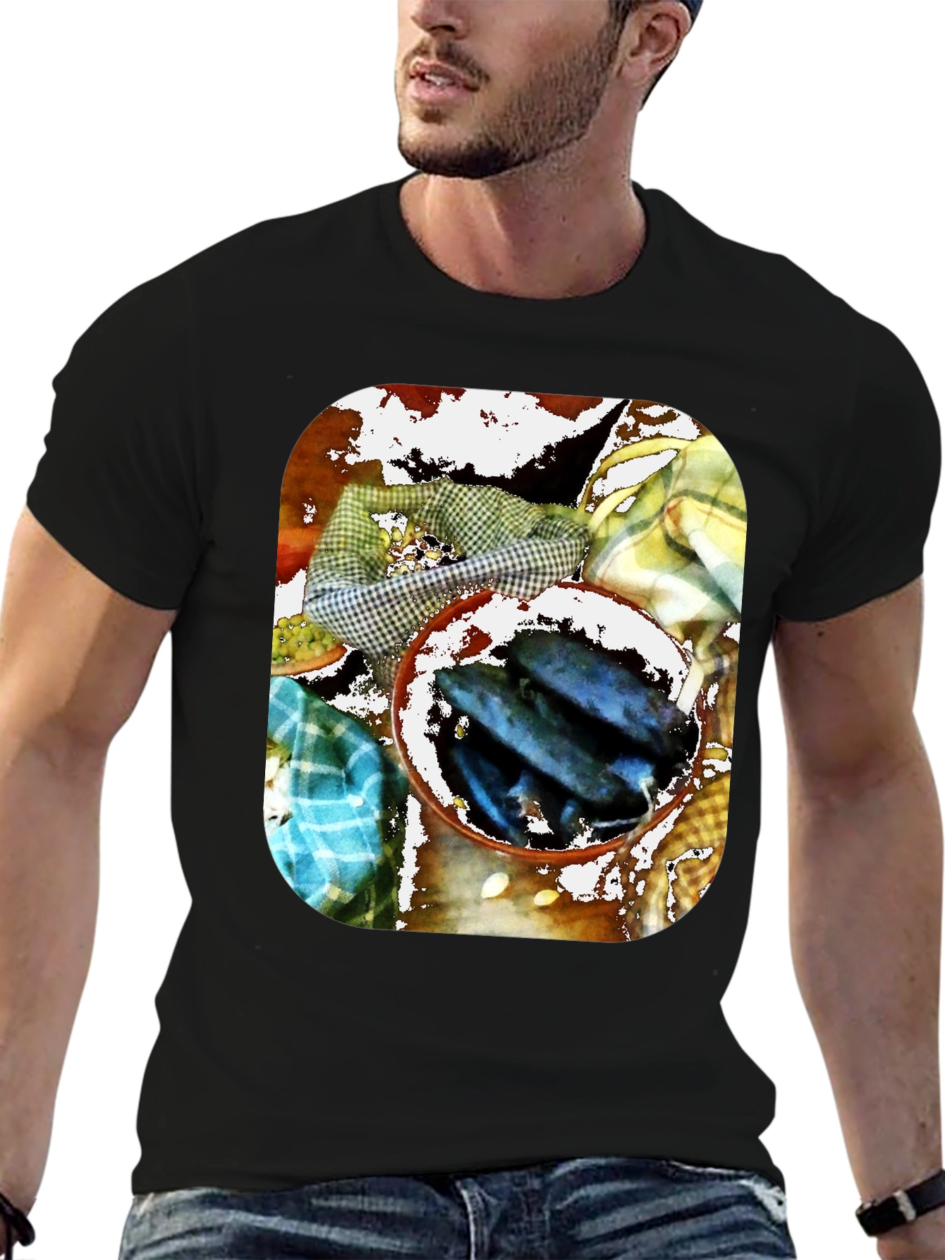 Artistic Fish Bowl Graphic Tee - Unique Design