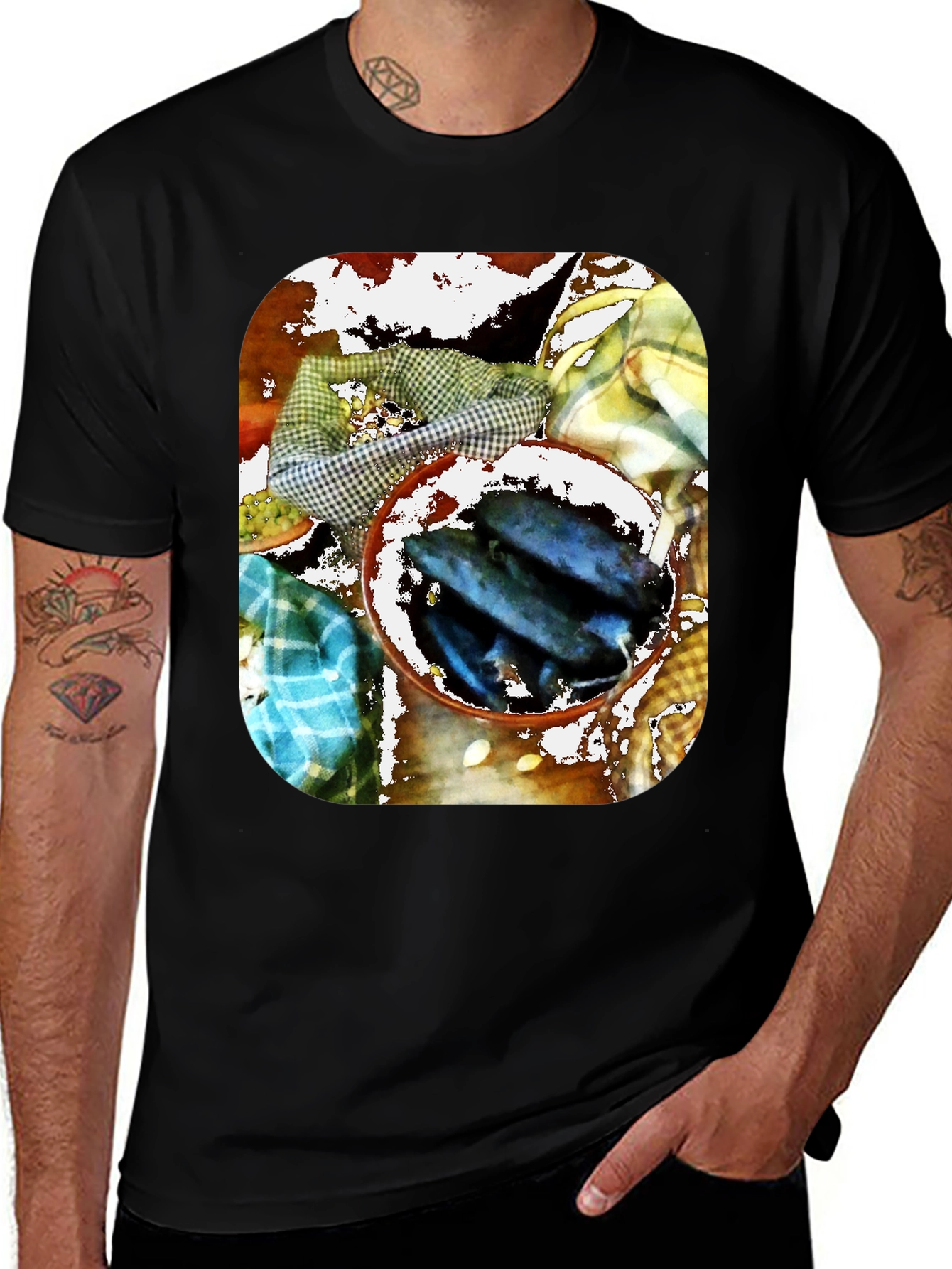 Artistic Fish Bowl Graphic Tee - Unique Design