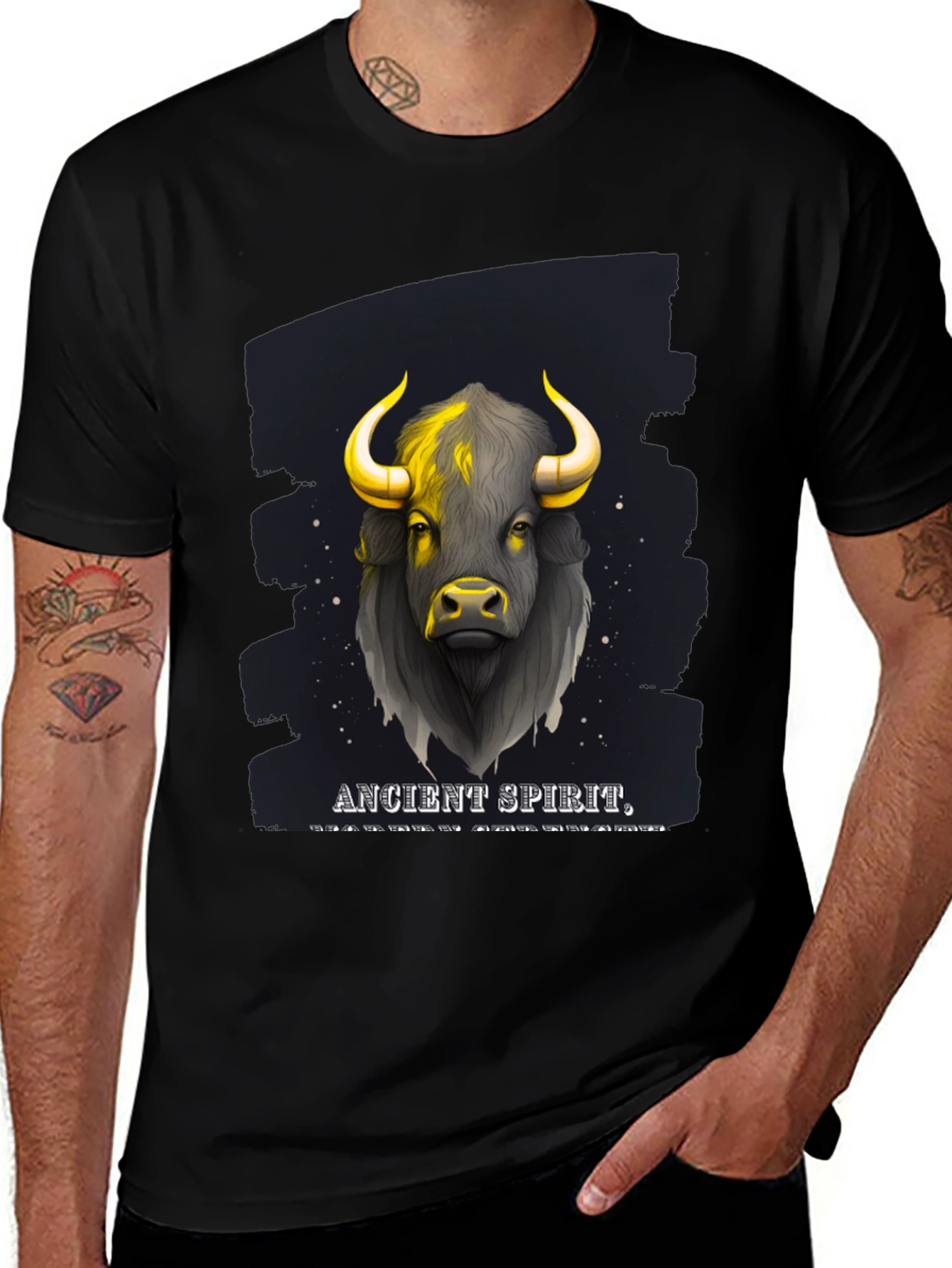 Ancient Spirit Bull Graphic T-Shirt