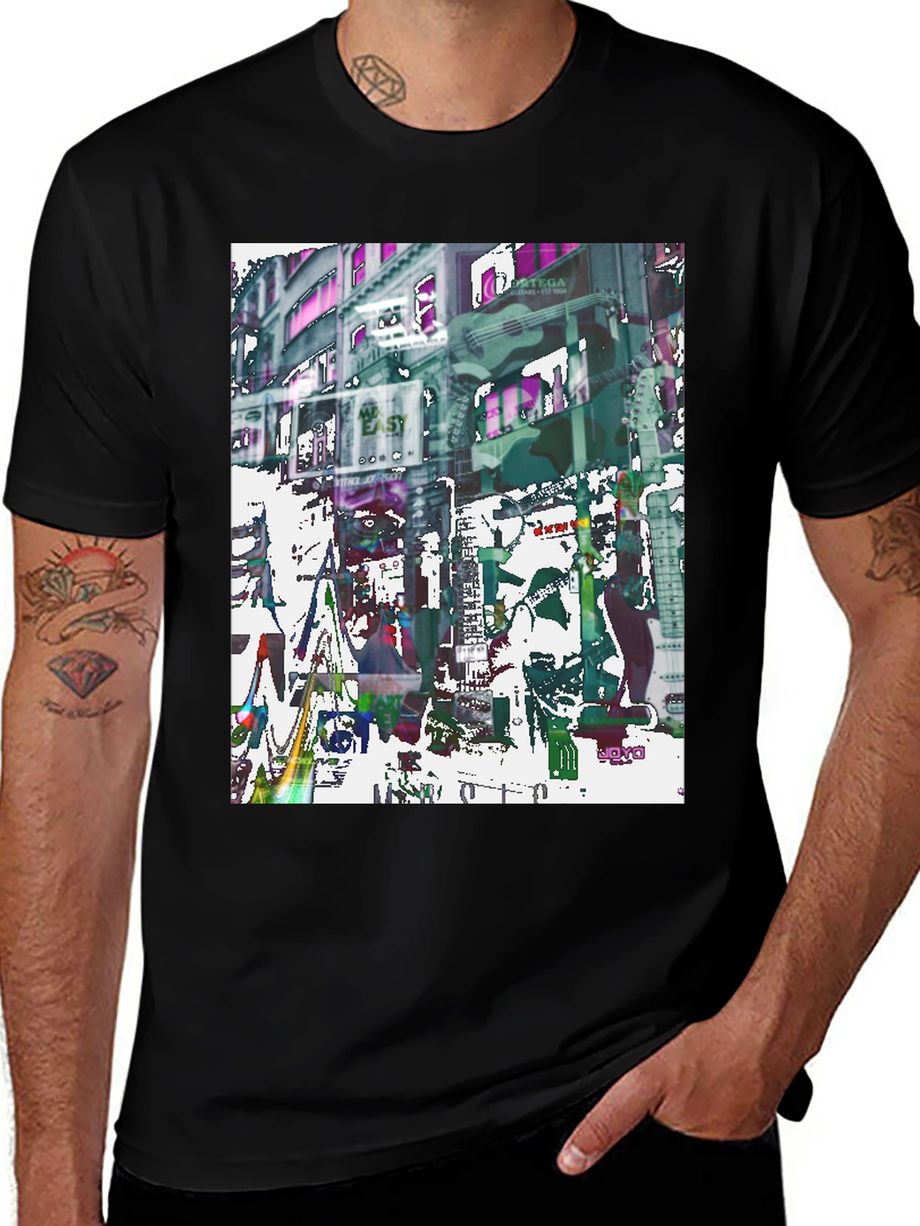 Abstract Guitar Cityscape Graphic Tee