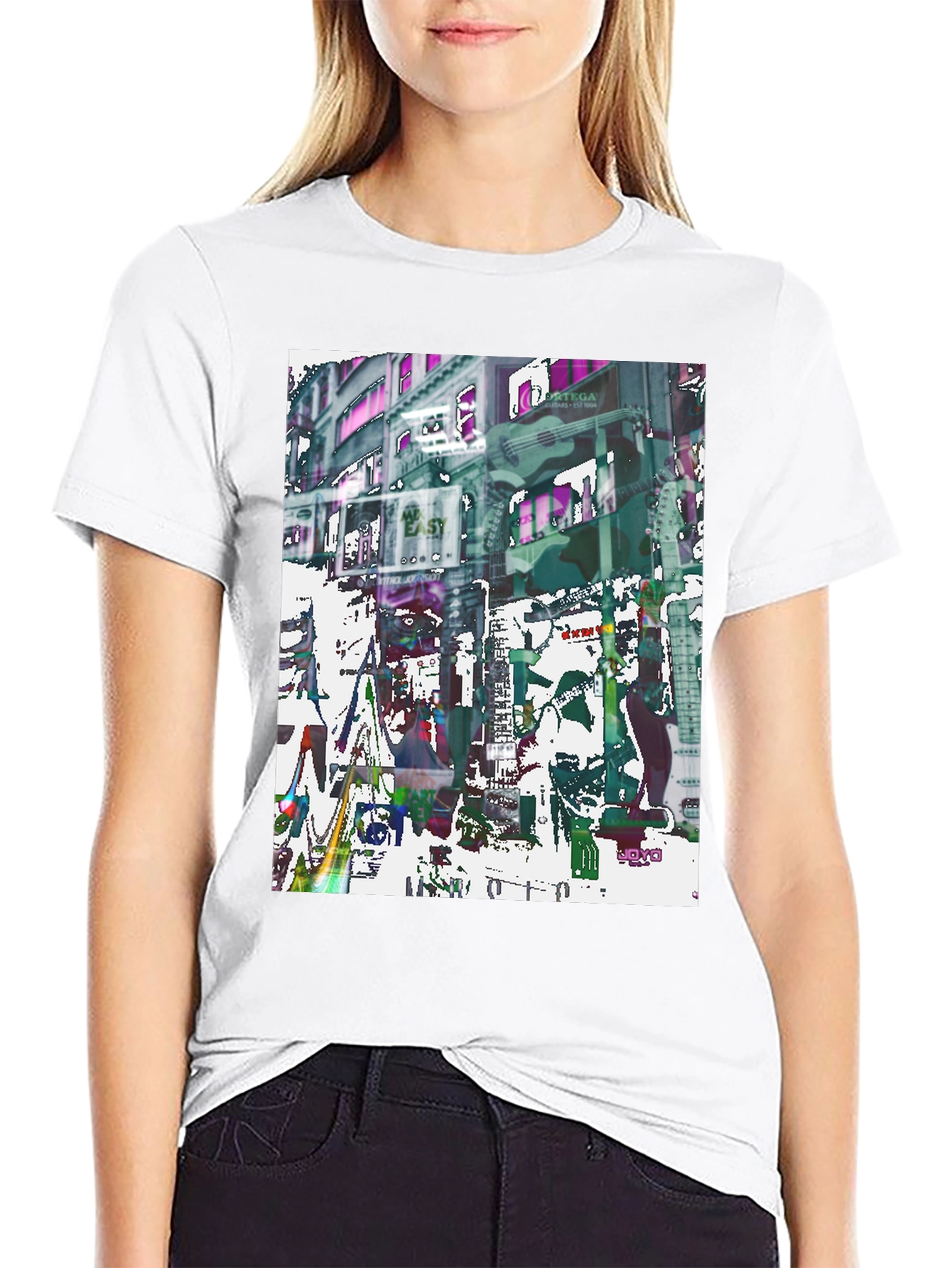 Abstract Guitar Cityscape Graphic Tee