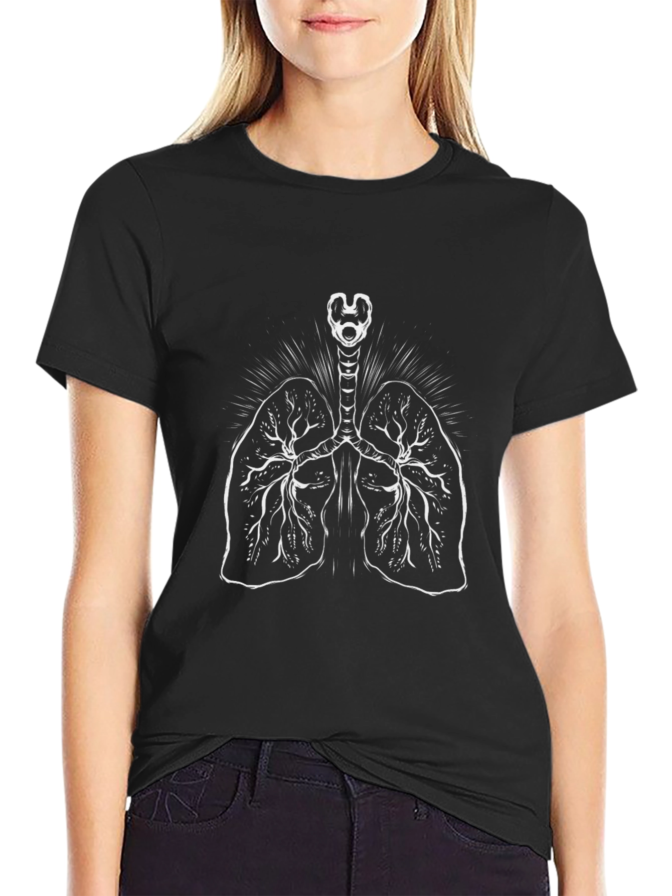 Anatomical Lungs Graphic T-Shirt - Unisex Black Tee