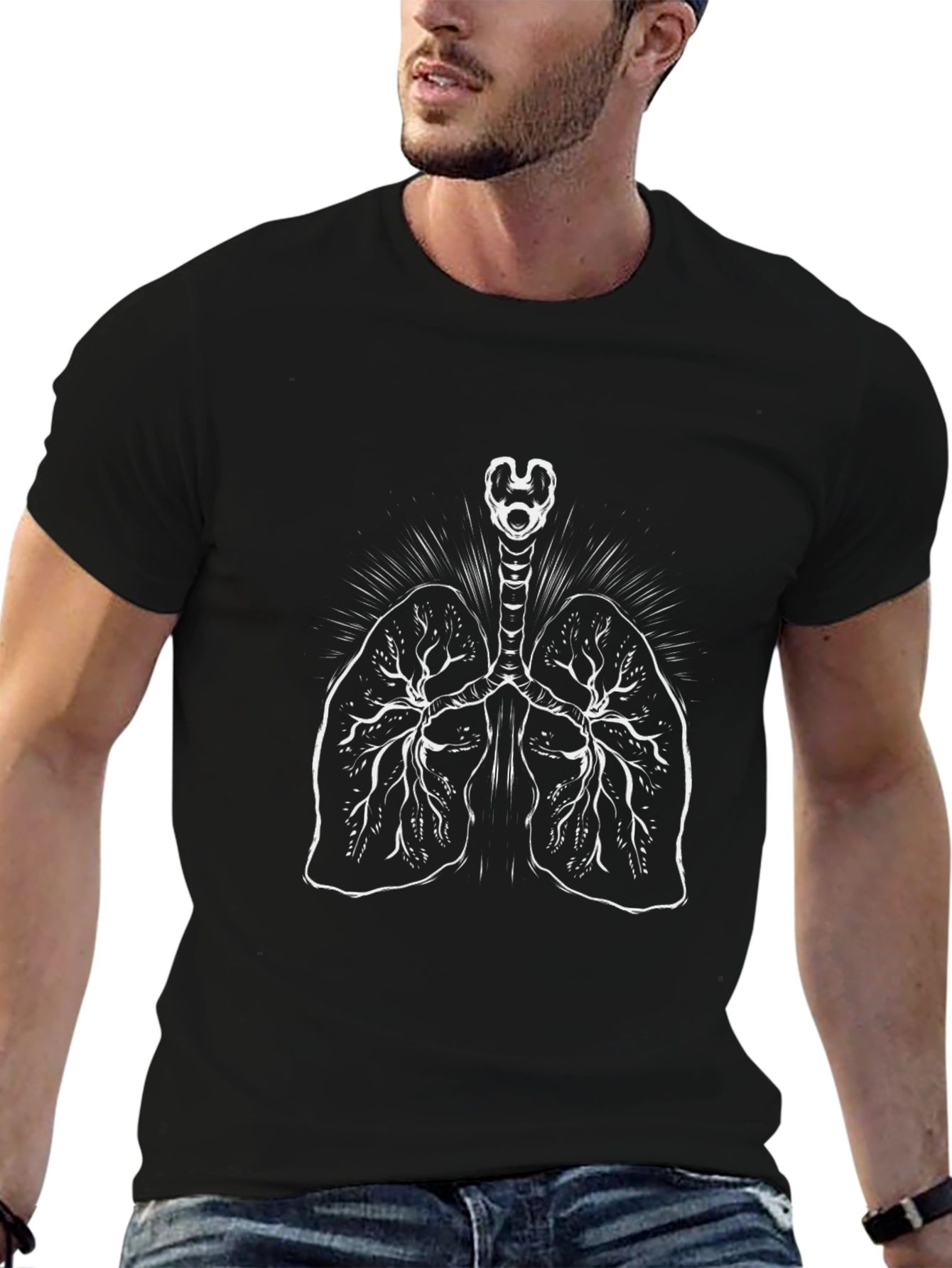 Anatomical Lungs Graphic T-Shirt - Unisex Black Tee